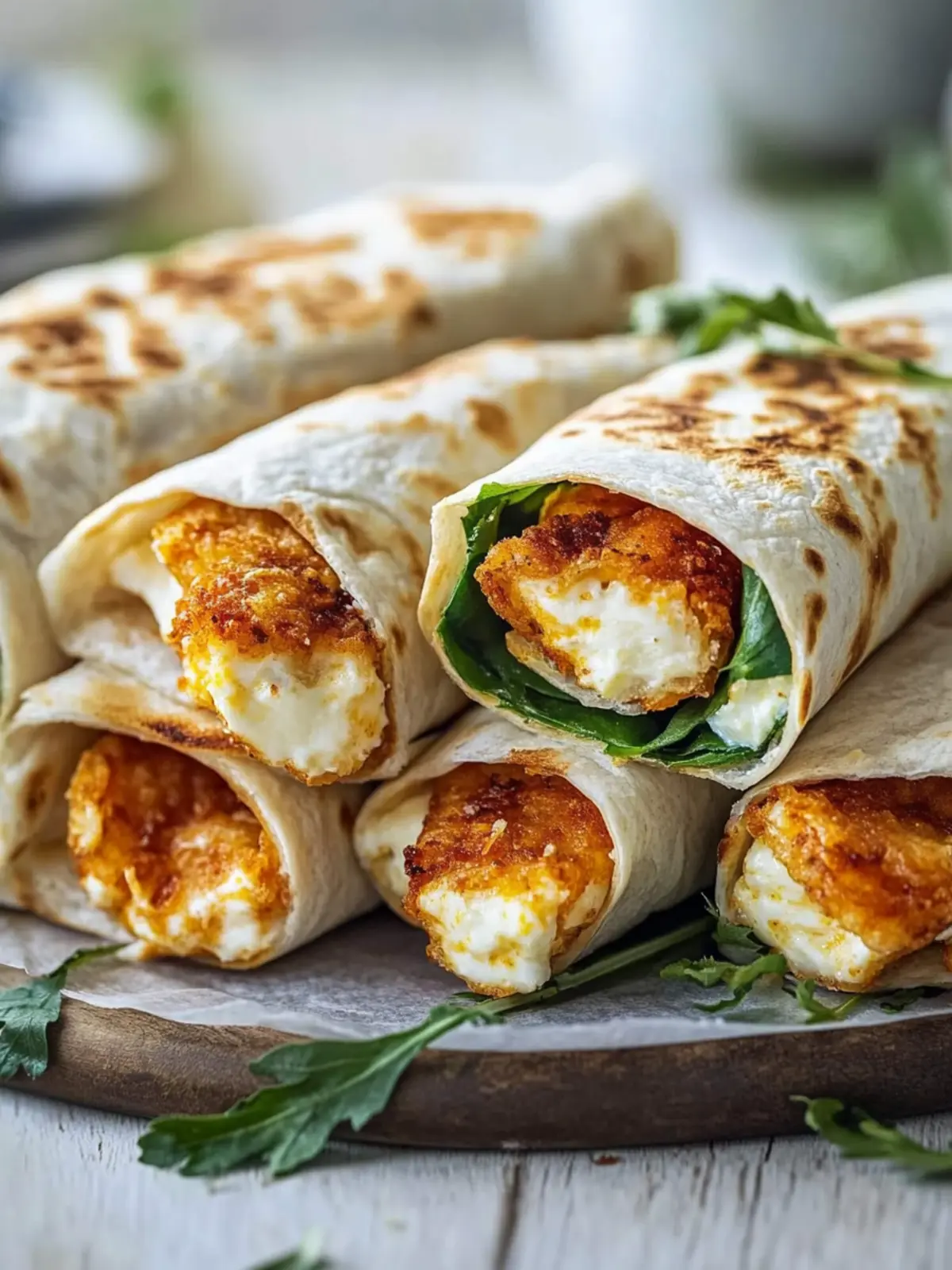 Crispy Air Fryer Hot Chicken und Käse Wraps Rezept