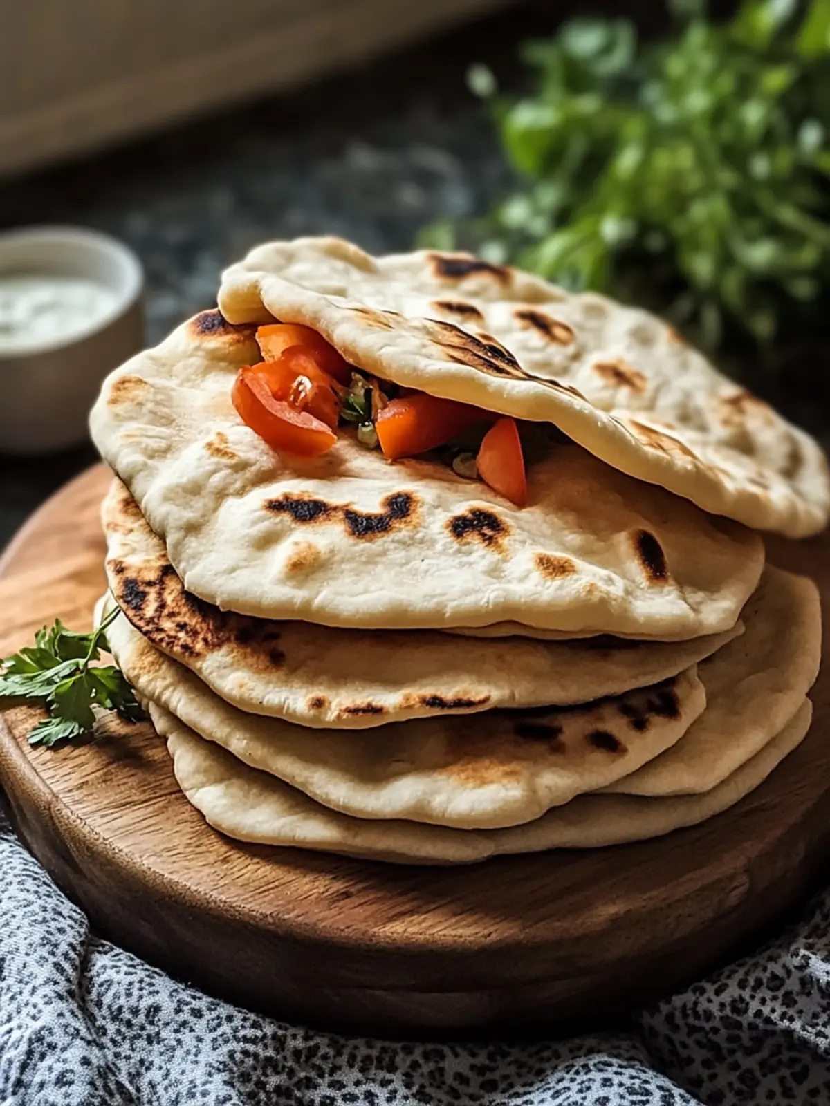 Hausgemachtes Pita Brot einfach und fluffig