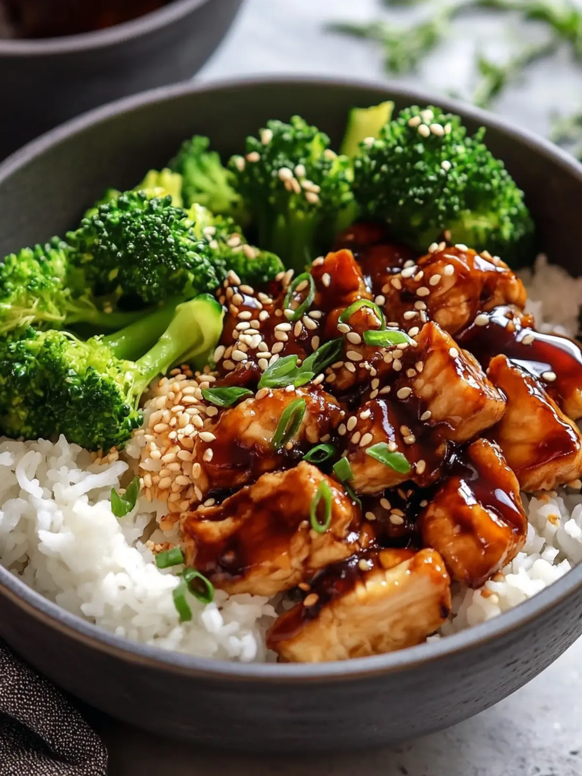 Teriyaki Hähnchen Reis Bowl mit Mais und Brokkoli – Schnell Lecker