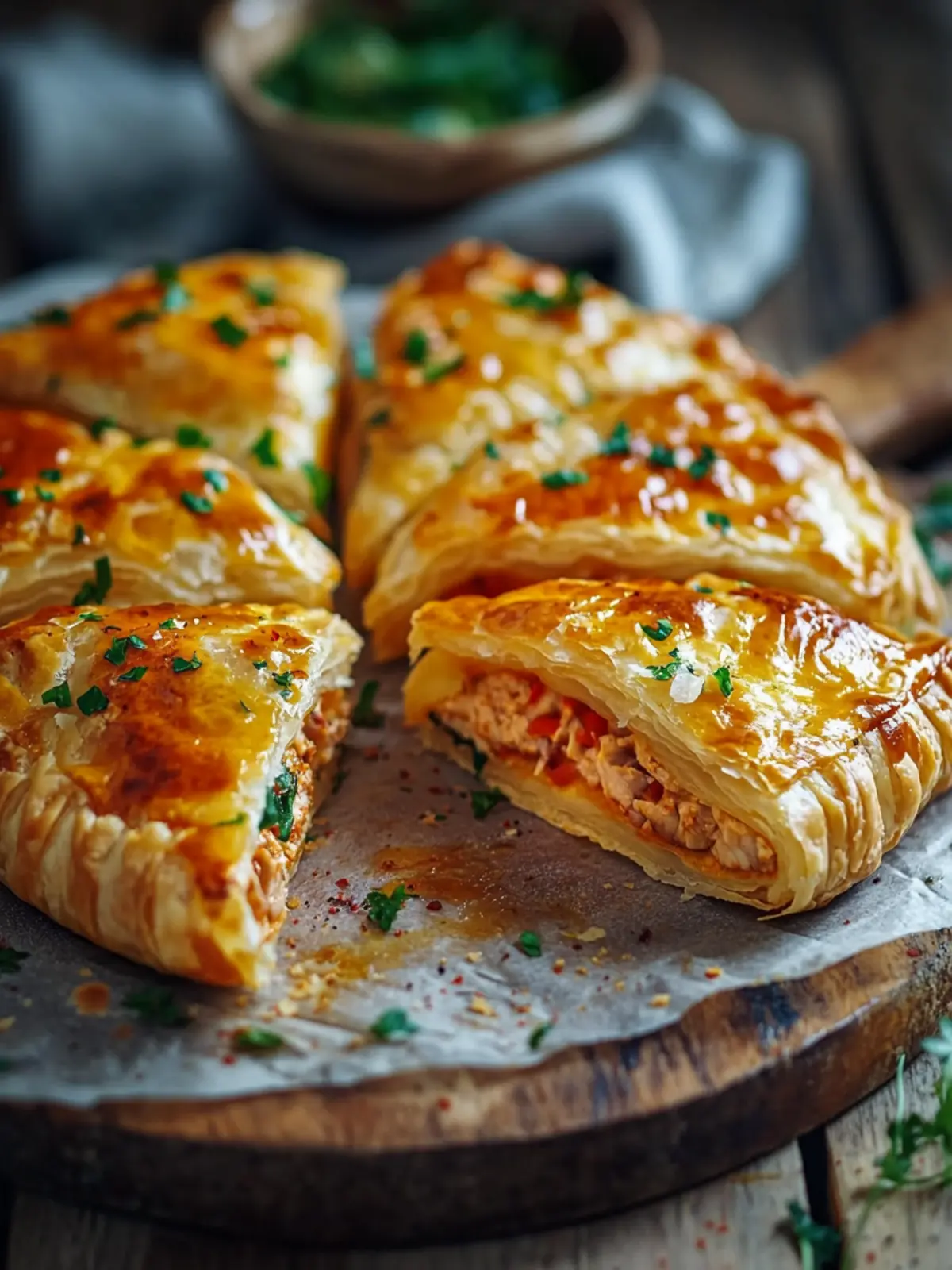 Thunfisch-Blätterteig-Taschen: Käse & Paprika Genuss