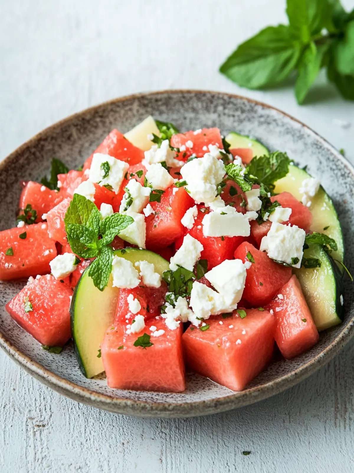 Sommersalat mit Melone und Feta