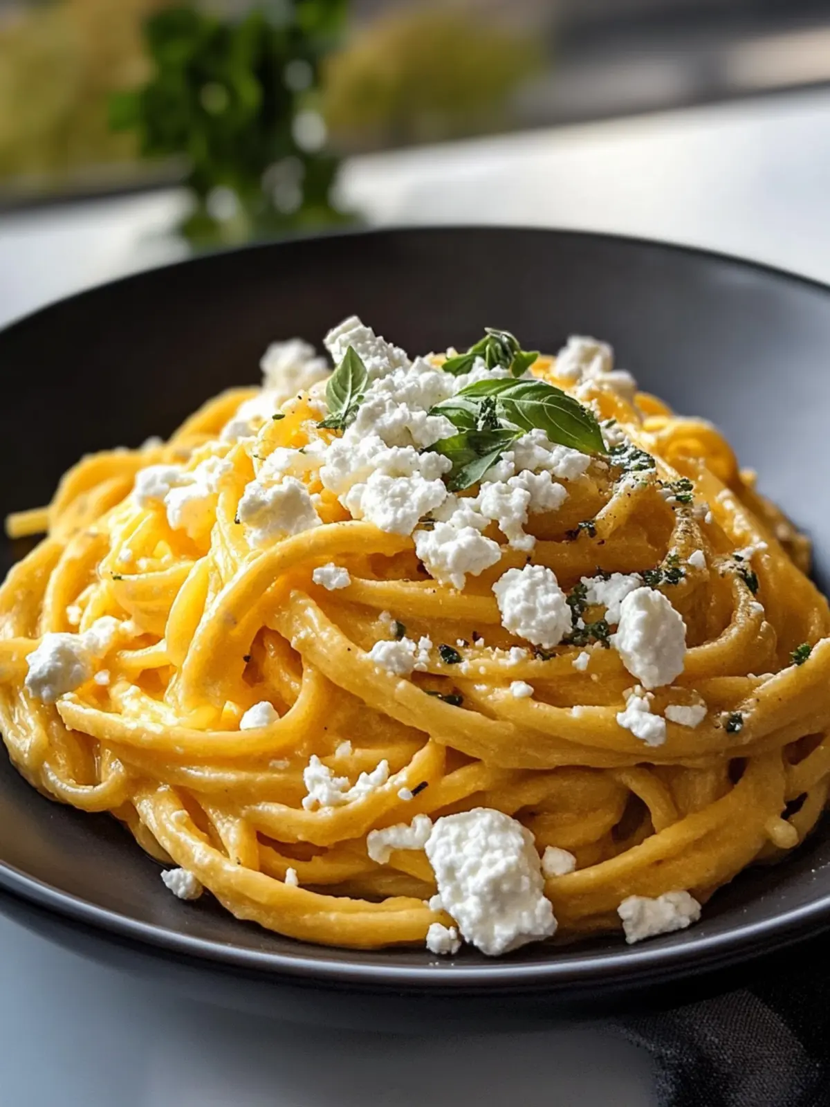Kürbis Pasta mit Feta: Cremig, würzig & einfach lecker