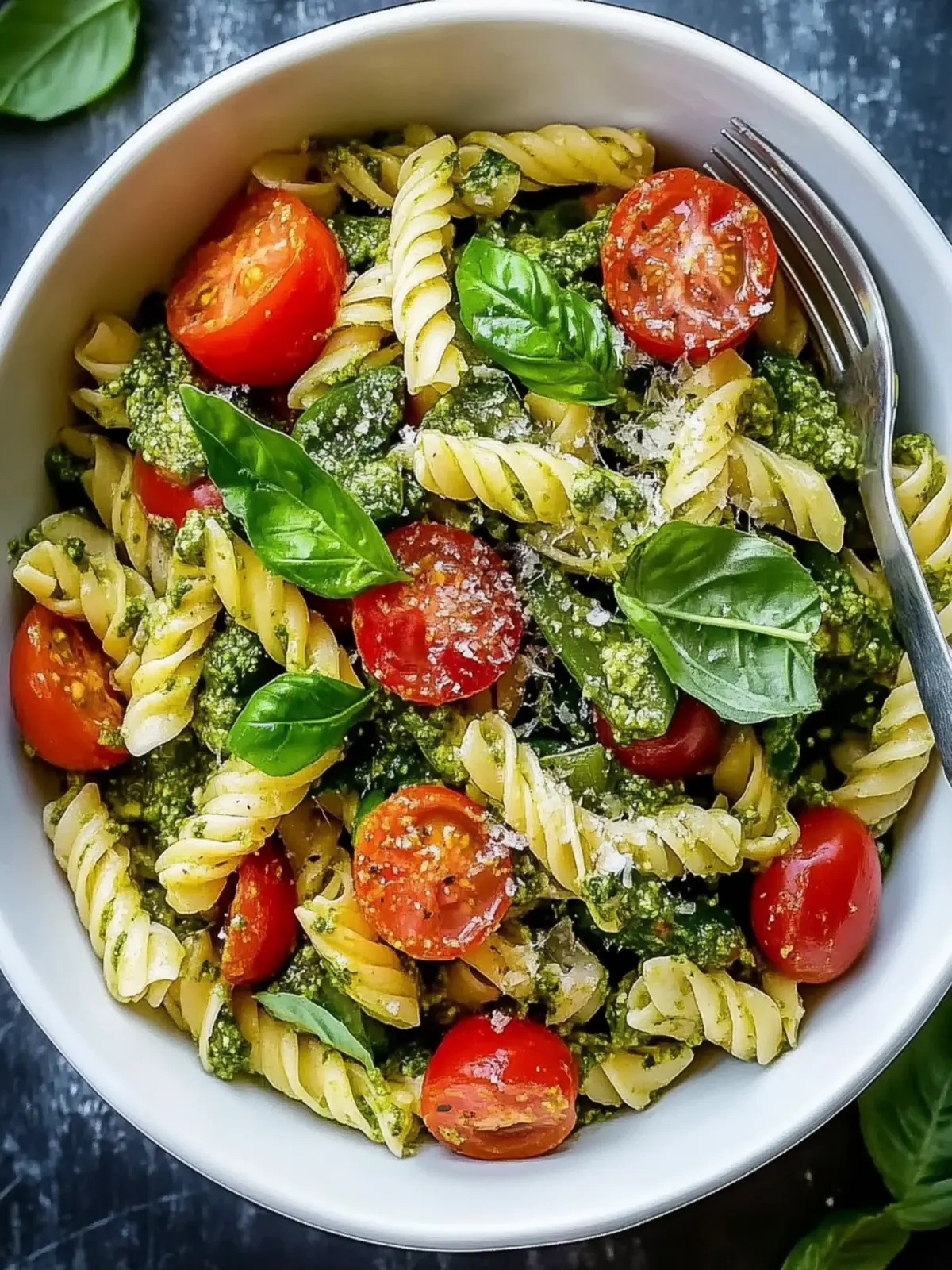 Veganer Nudelsalat mit Pesto und getrockneten Tomaten