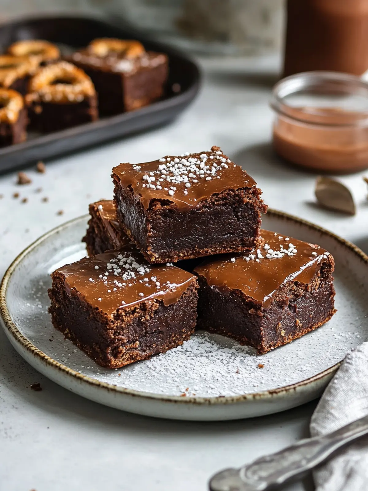 Gesalzene Karamellbrezel-Brownies