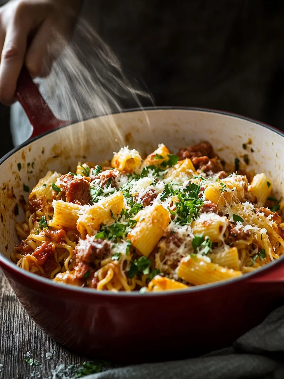 Nudelauflauf mit Hackfleisch und Paprika