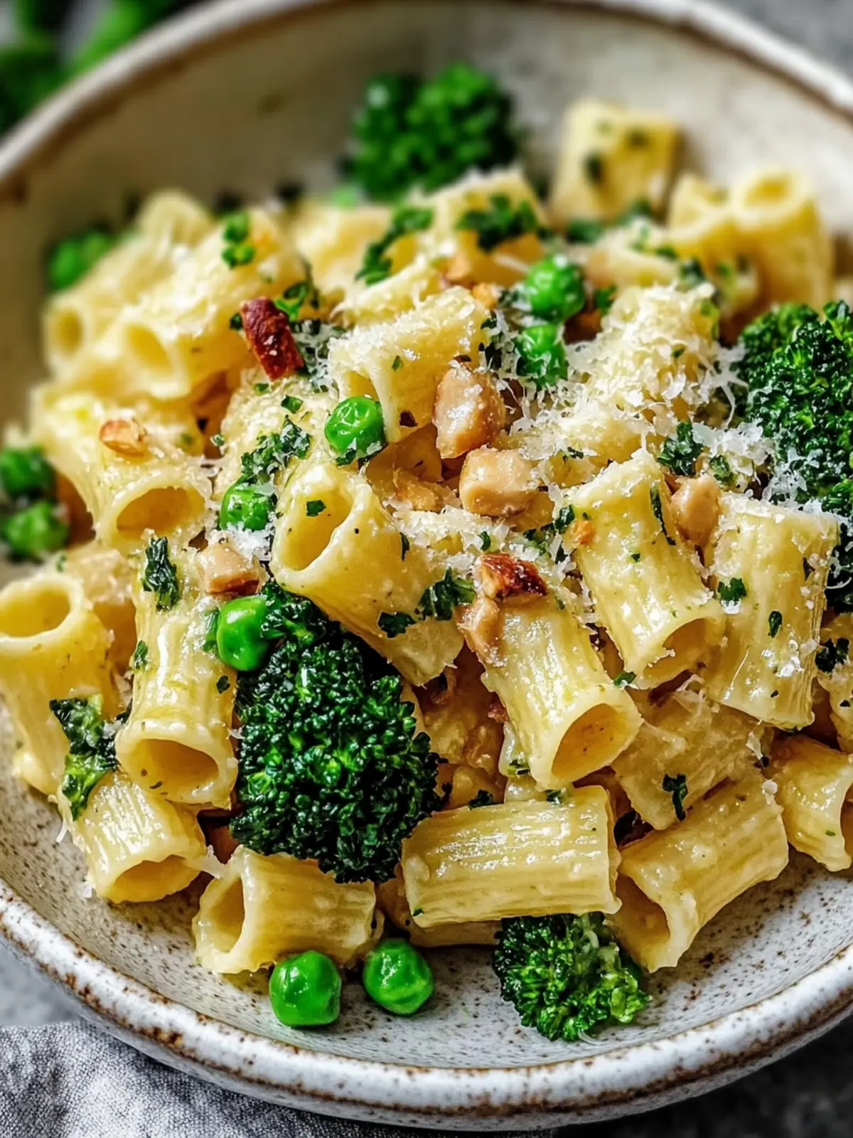 Brokkoli Kichererbsennudeln mit Knoblauch-Olivenöl