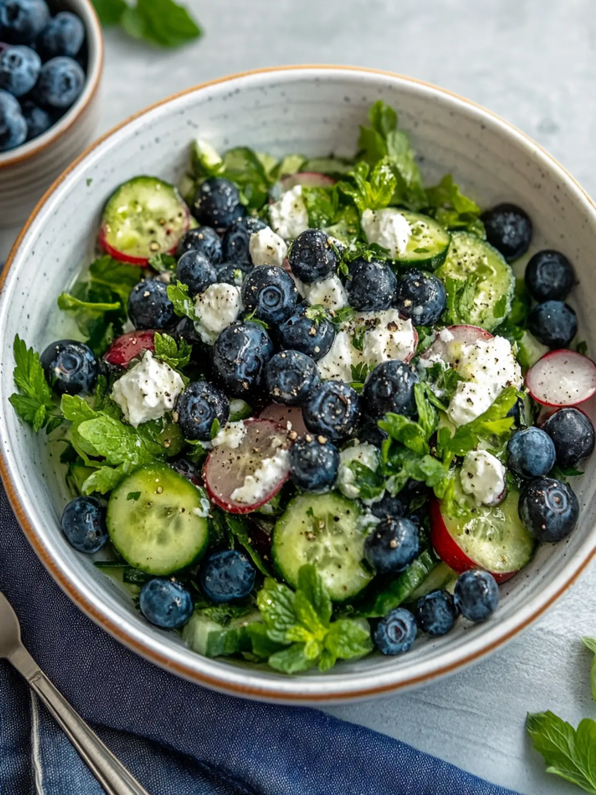 Frischer Gurken-Blaubeer-Salat
