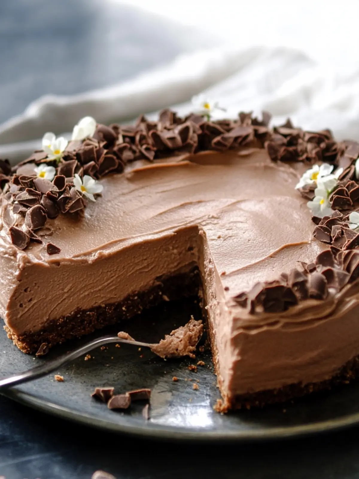 Fast schuldloser kein-Back-Schokoladenmousse-Kuchen (vegan)