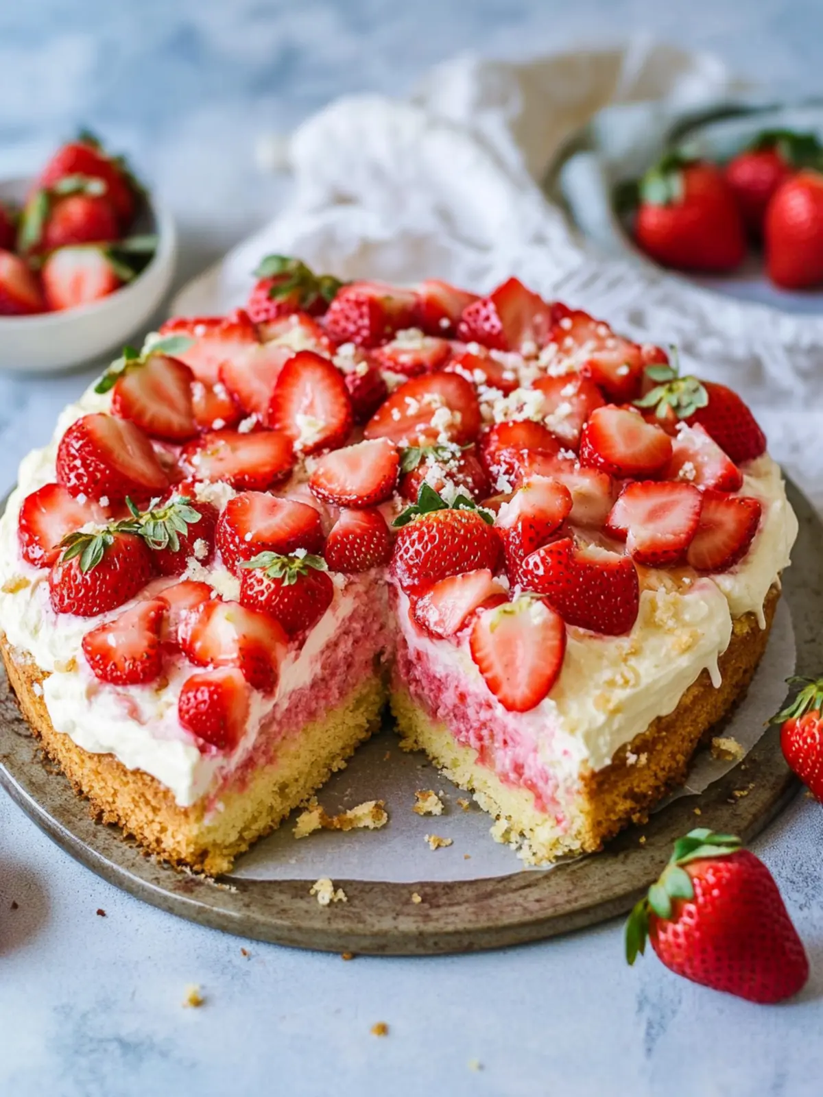 Easy Strawberry Pudding Cake from the Tray (also for the Thermomix)