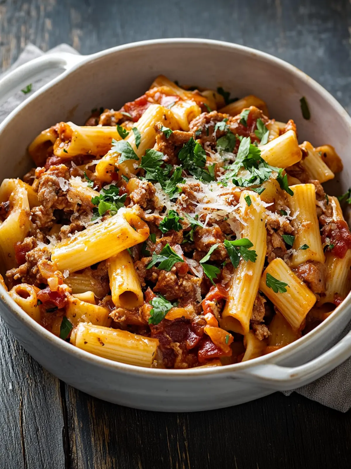 Nudelauflauf mit Hackfleisch und Paprika