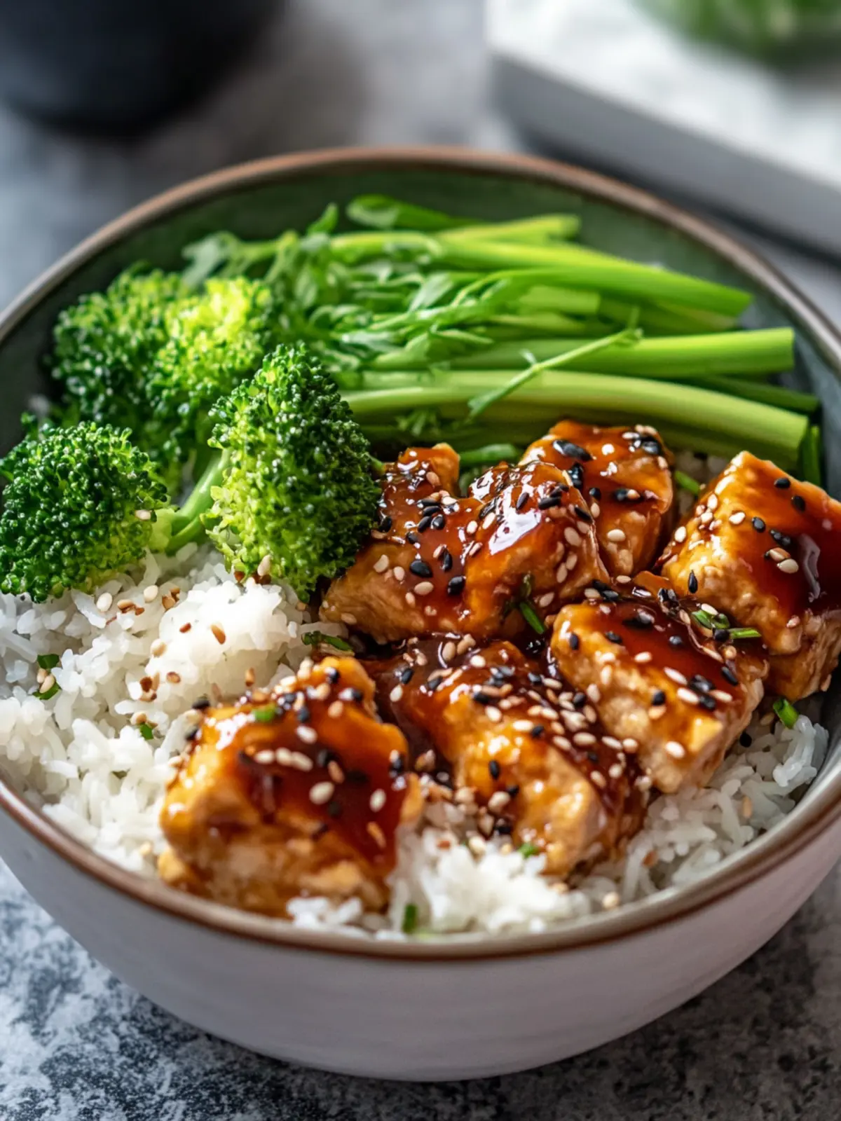 Teriyaki Hähnchen Reis Bowl mit Mais und Brokkoli – Schnell Lecker
