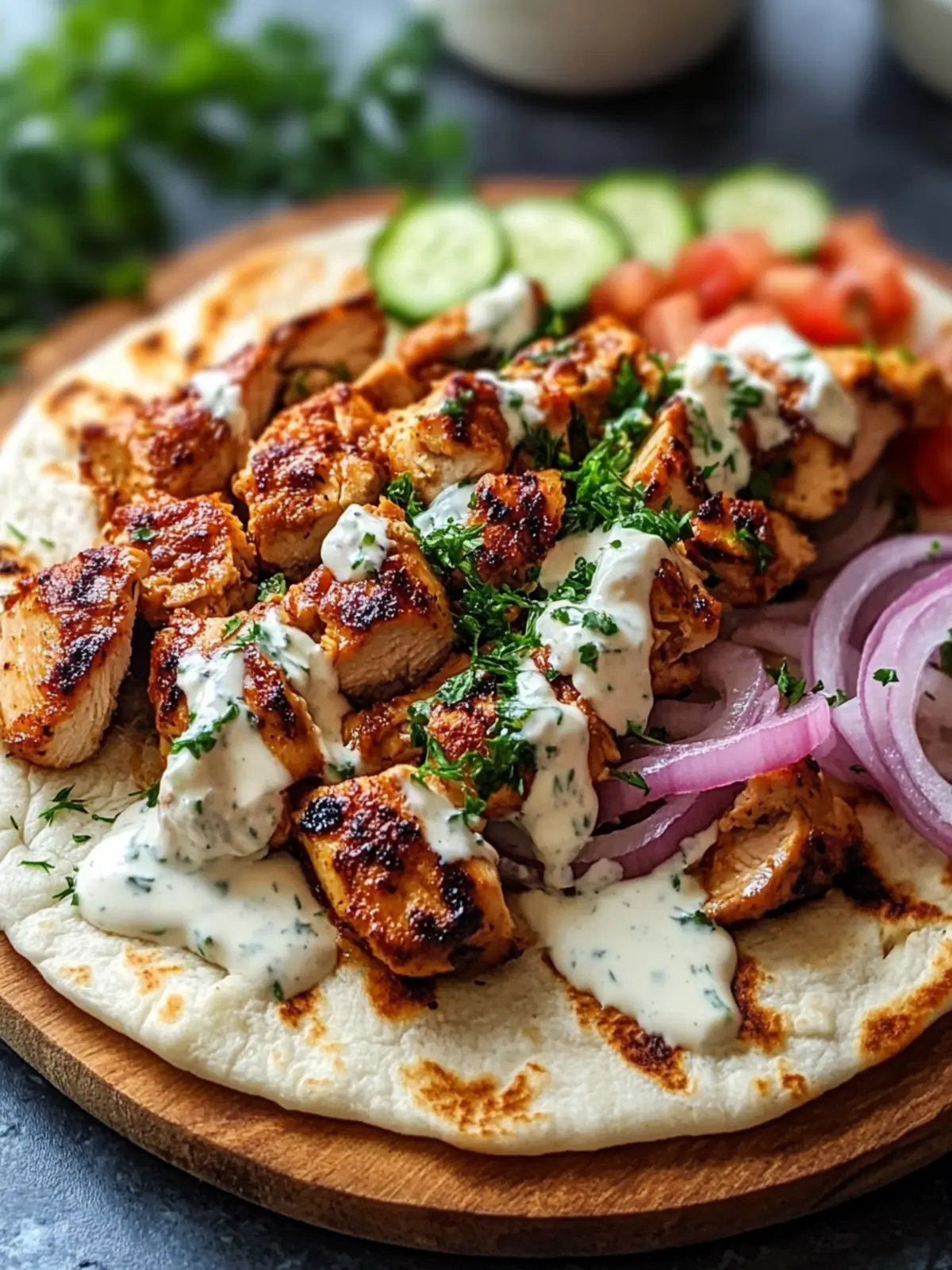 Einfaches Hähnchen-Gyros in cremiger Sauerrahmsauce