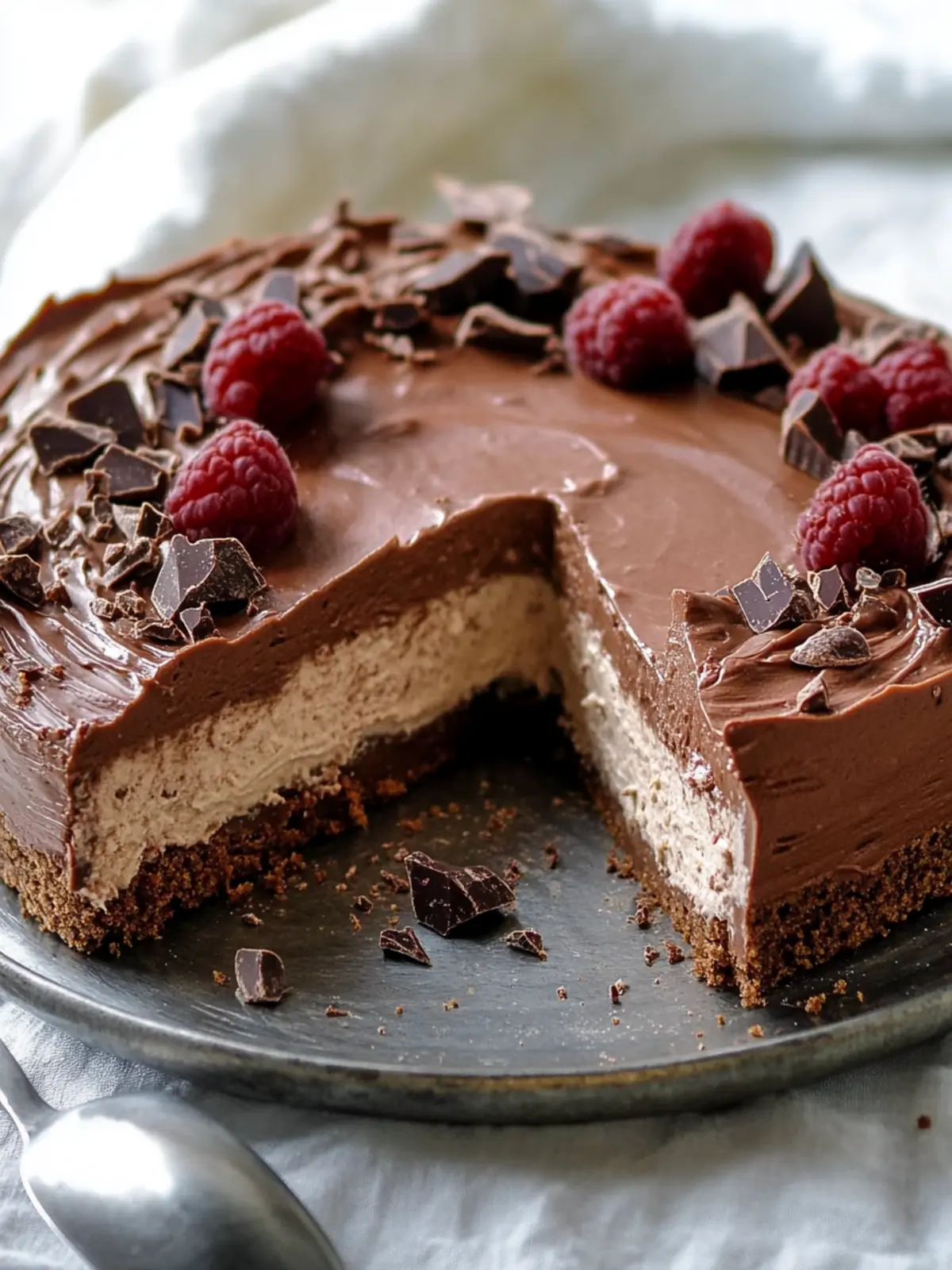 Fast schuldloser kein-Back-Schokoladenmousse-Kuchen (vegan)