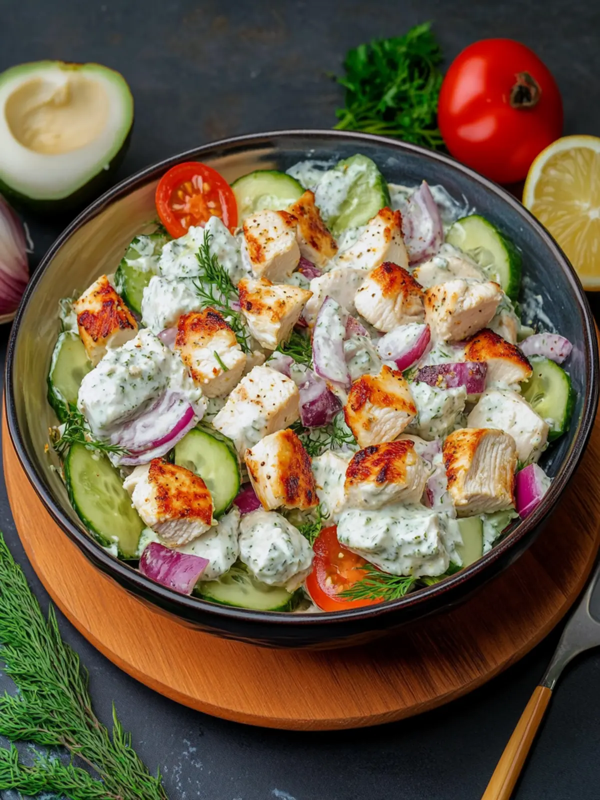 Protein-Booster: Fresh Tsatziki Chicken Salad for Light, Healthy Enjoyment Moments