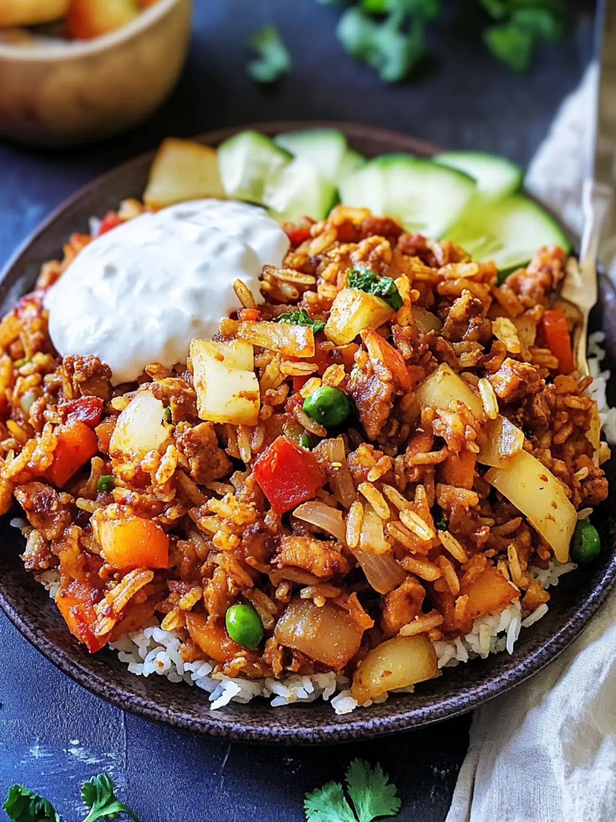Fried Rice with Kimchi and Vegan Mince