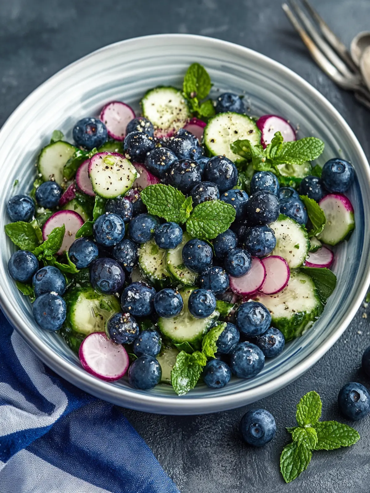 Frischer Gurken-Blaubeer-Salat