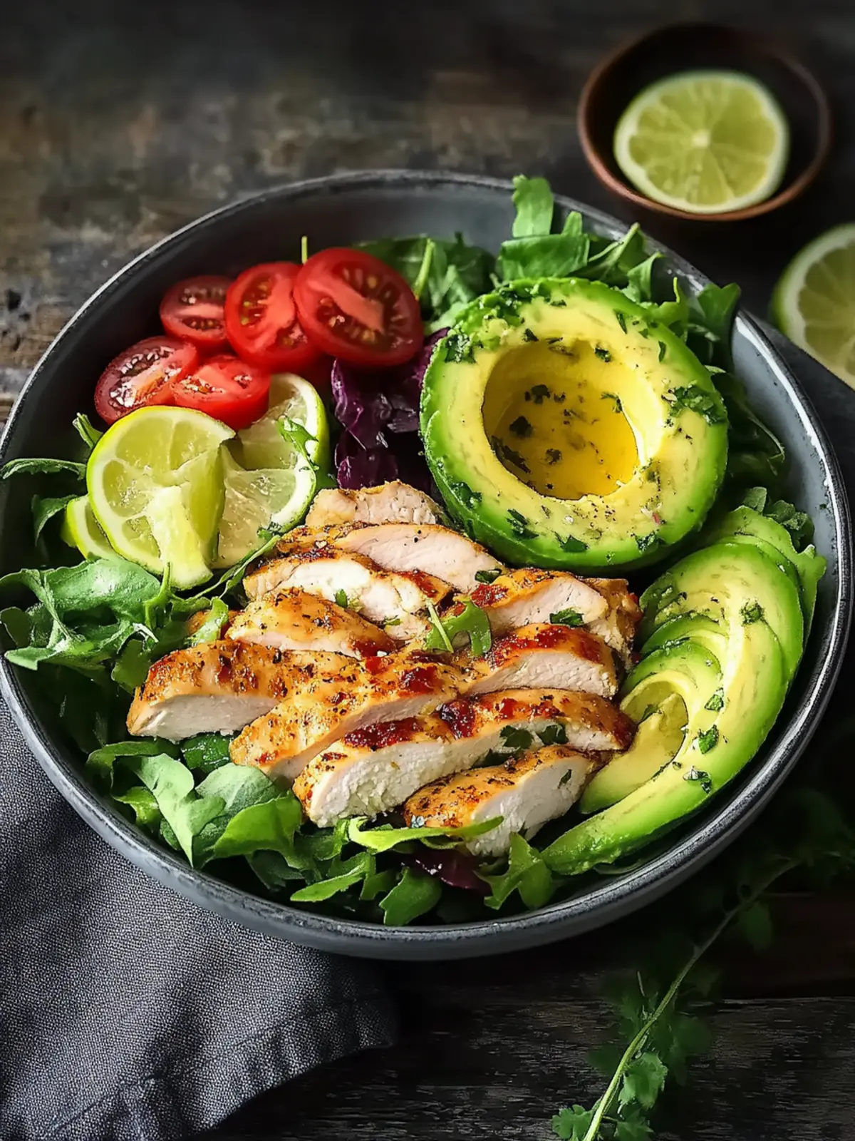 Avocado-Hähnchen-Salat mit Limetten-Dressing