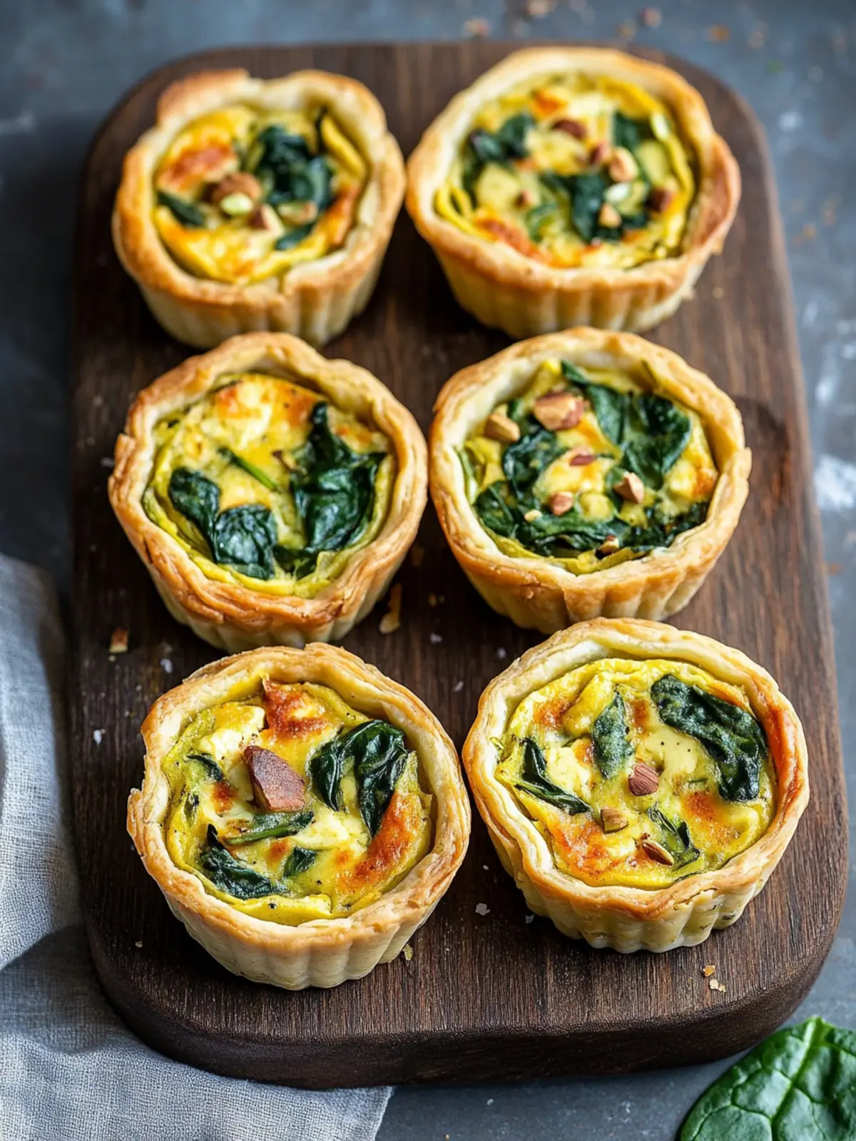 Vegane Mini-Quiches (mit Tofu, Spinat und Pistazien)