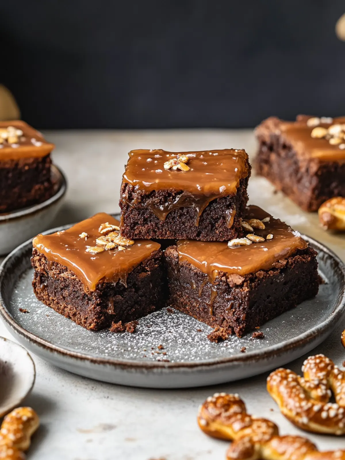 Gesalzene Karamellbrezel-Brownies