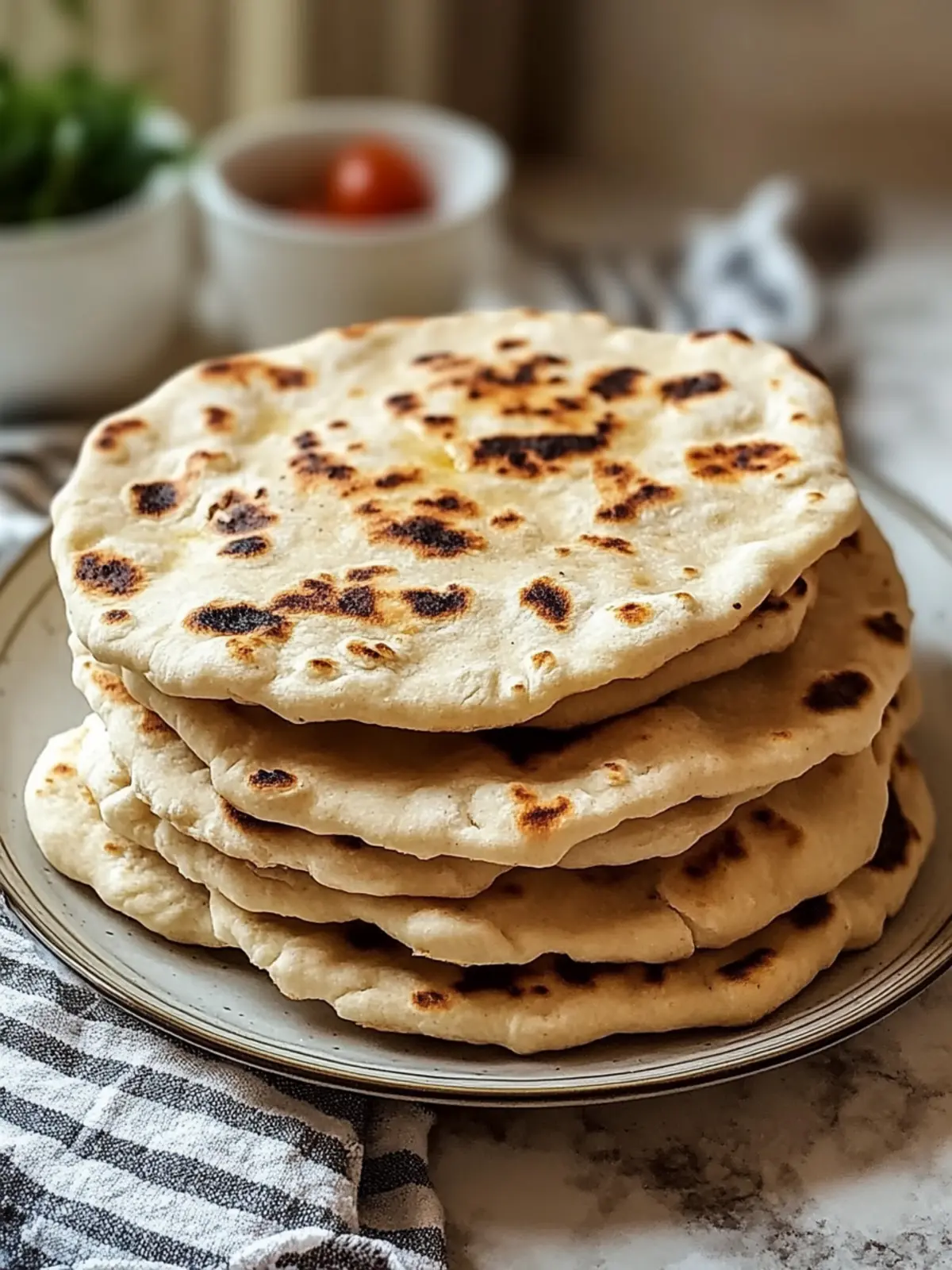 Hausgemachtes Pita Brot einfach und fluffig