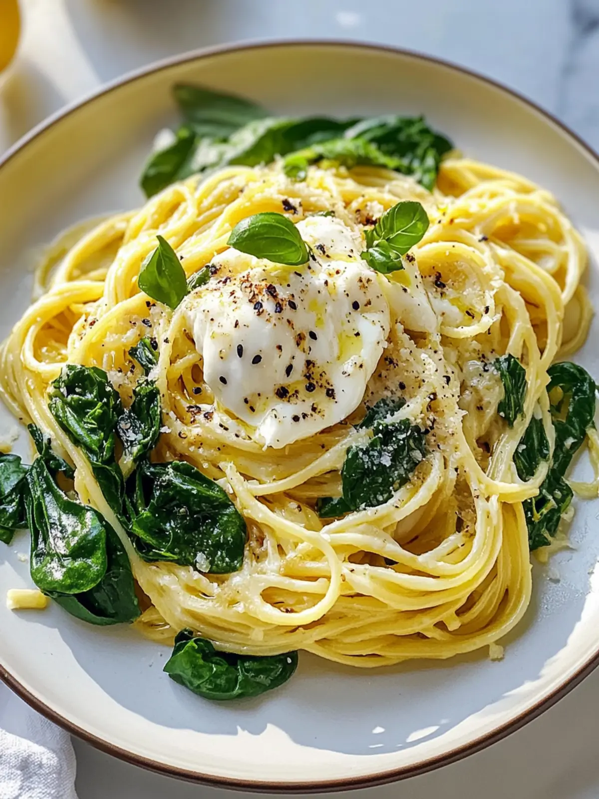 Creamy Lemon Burrata Pasta with Spinach – Your Delight