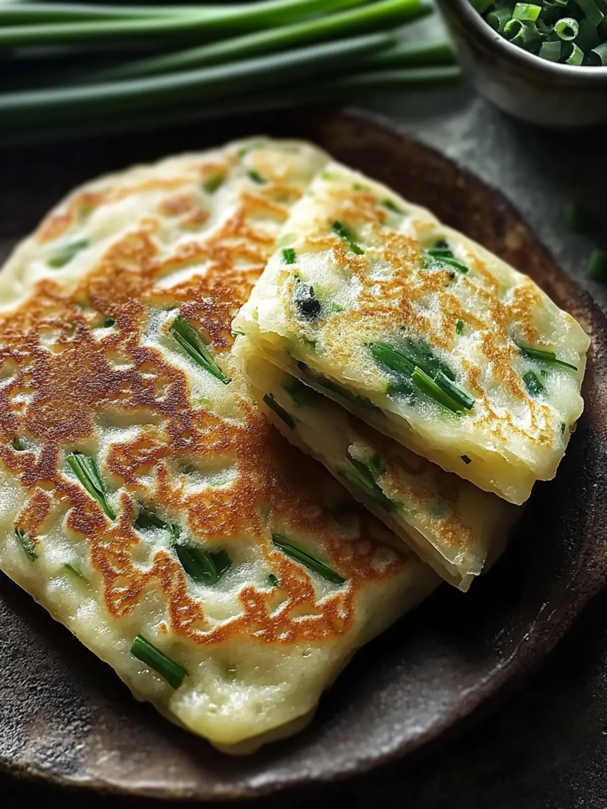 Crispy rice paper chive pancakes very easy
