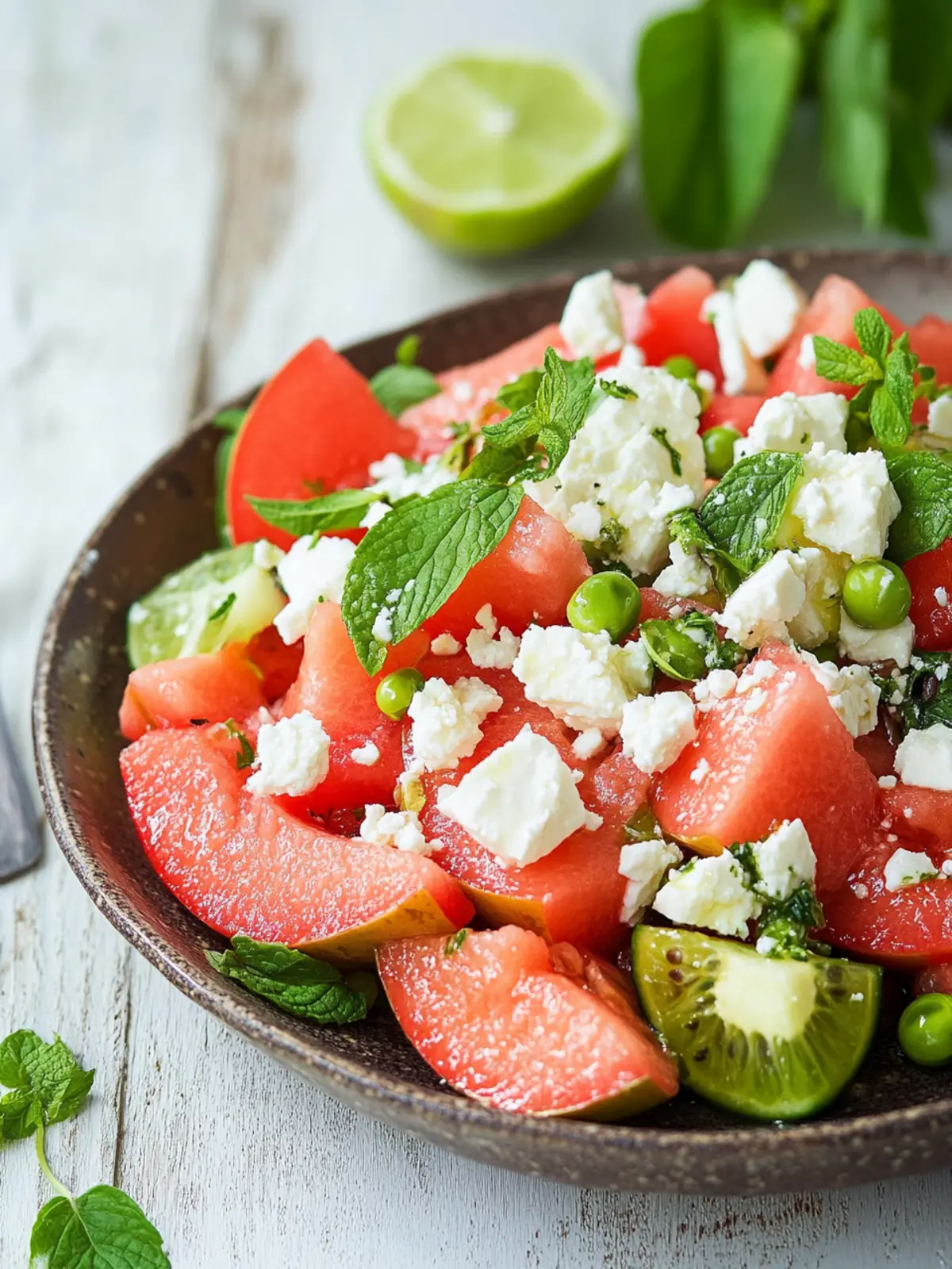 Sommersalat mit Melone und Feta