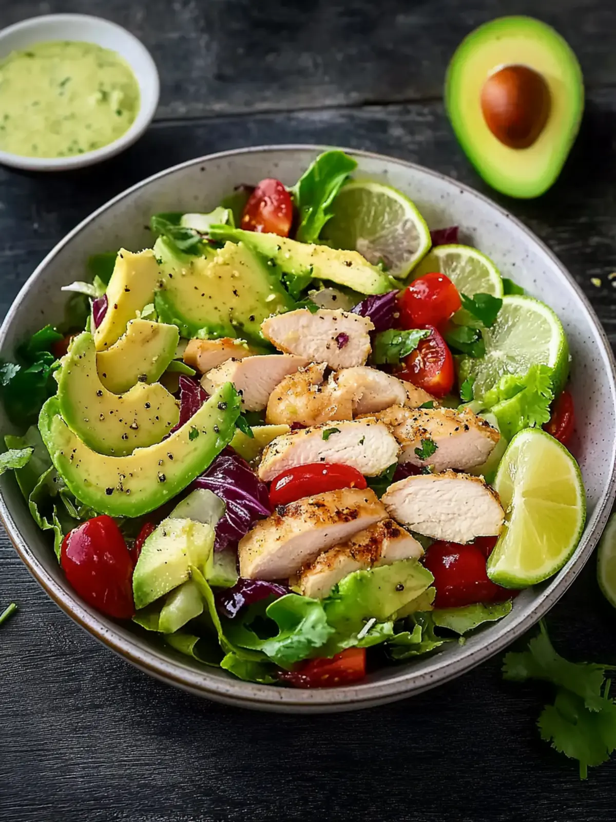 Avocado-Hähnchen-Salat mit Limetten-Dressing
