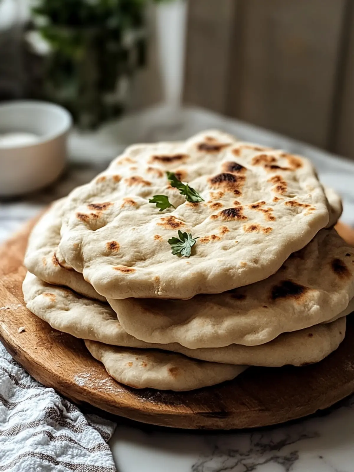 Hausgemachtes Pita Brot einfach und fluffig