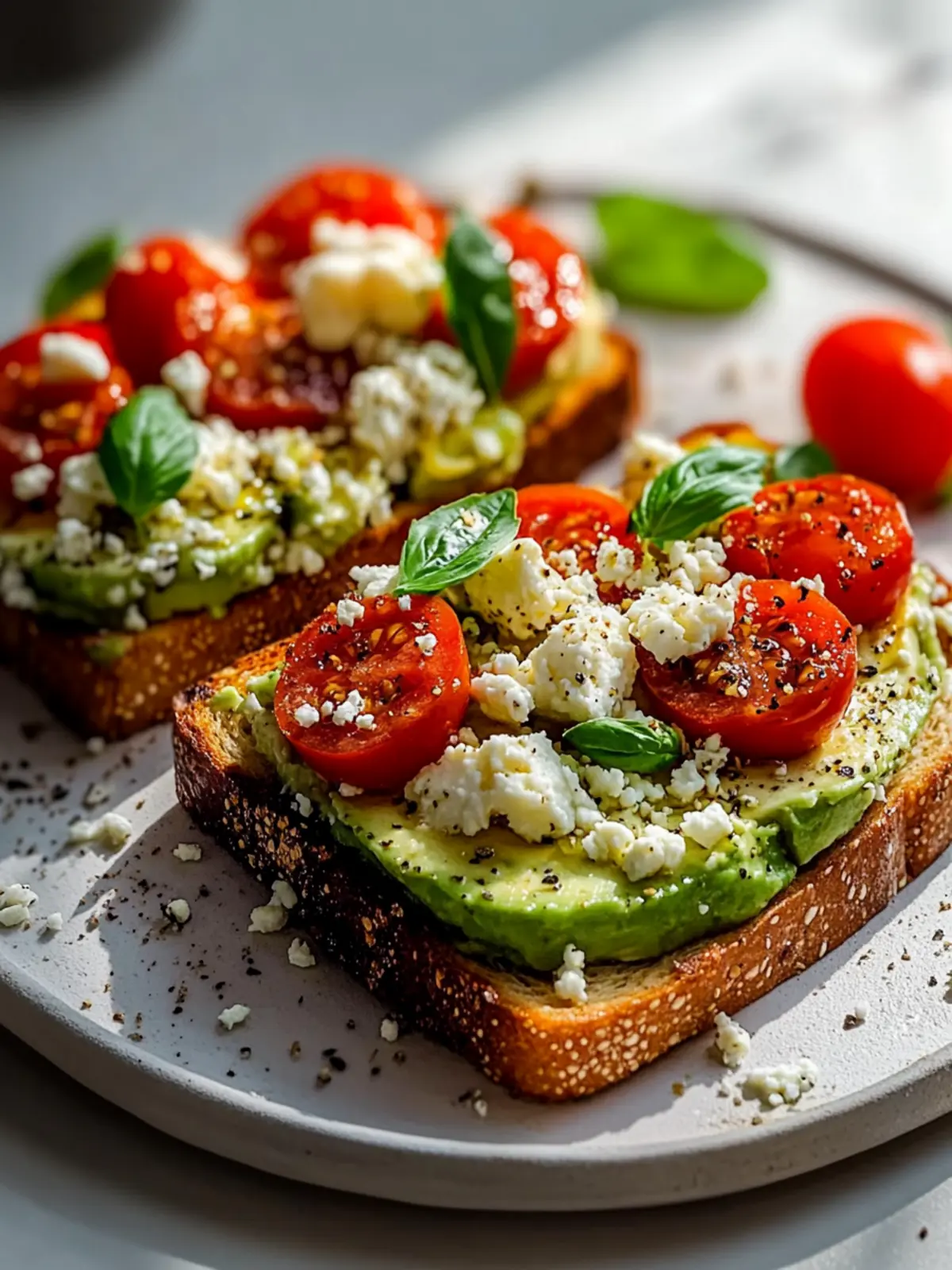 Mediterraner Avocado Feta Tomaten Toast – Gesund & Lecker