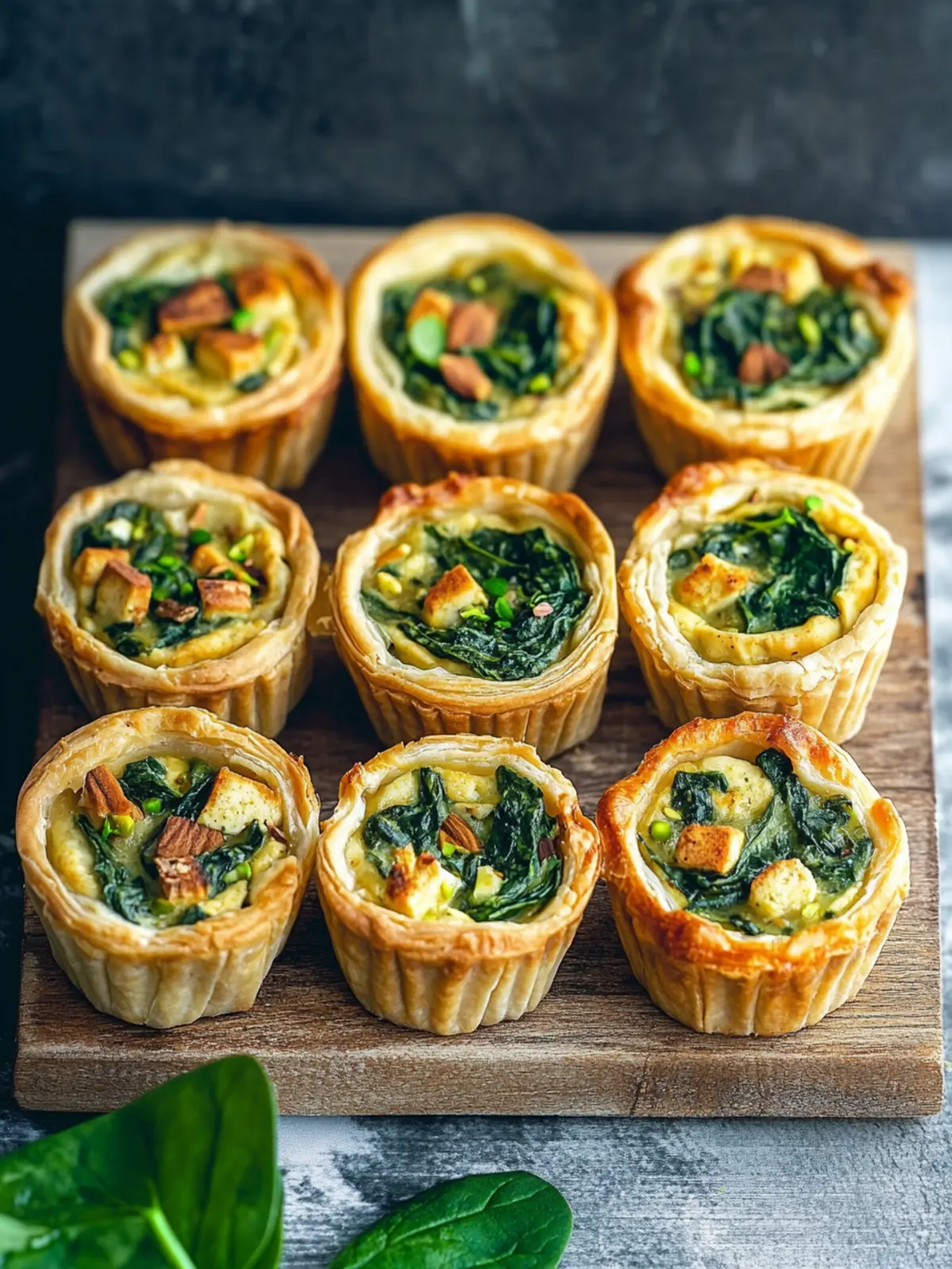 Vegane Mini-Quiches (mit Tofu, Spinat und Pistazien)