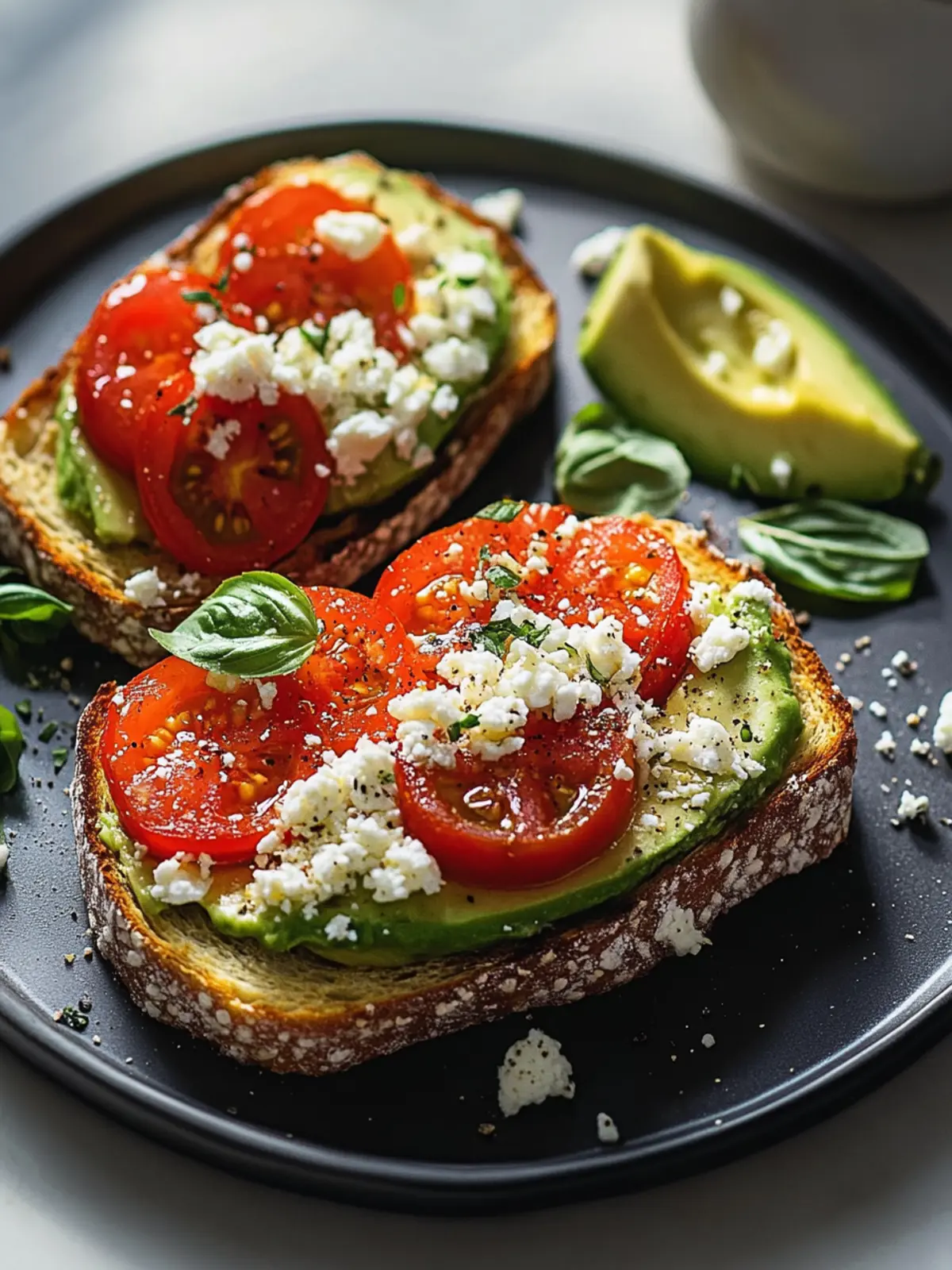 Mediterraner Avocado Feta Tomaten Toast – Gesund & Lecker