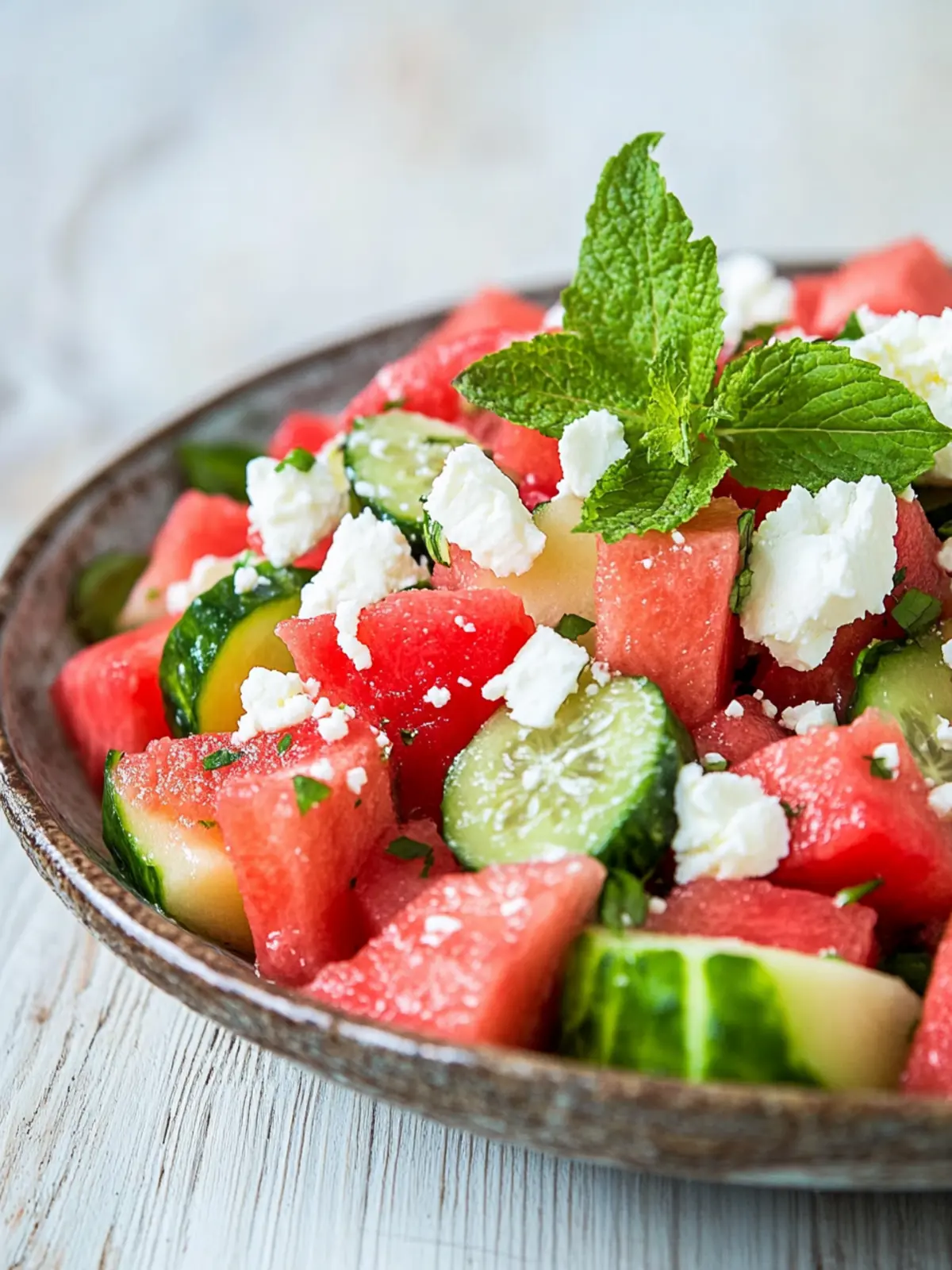 Sommersalat mit Melone und Feta