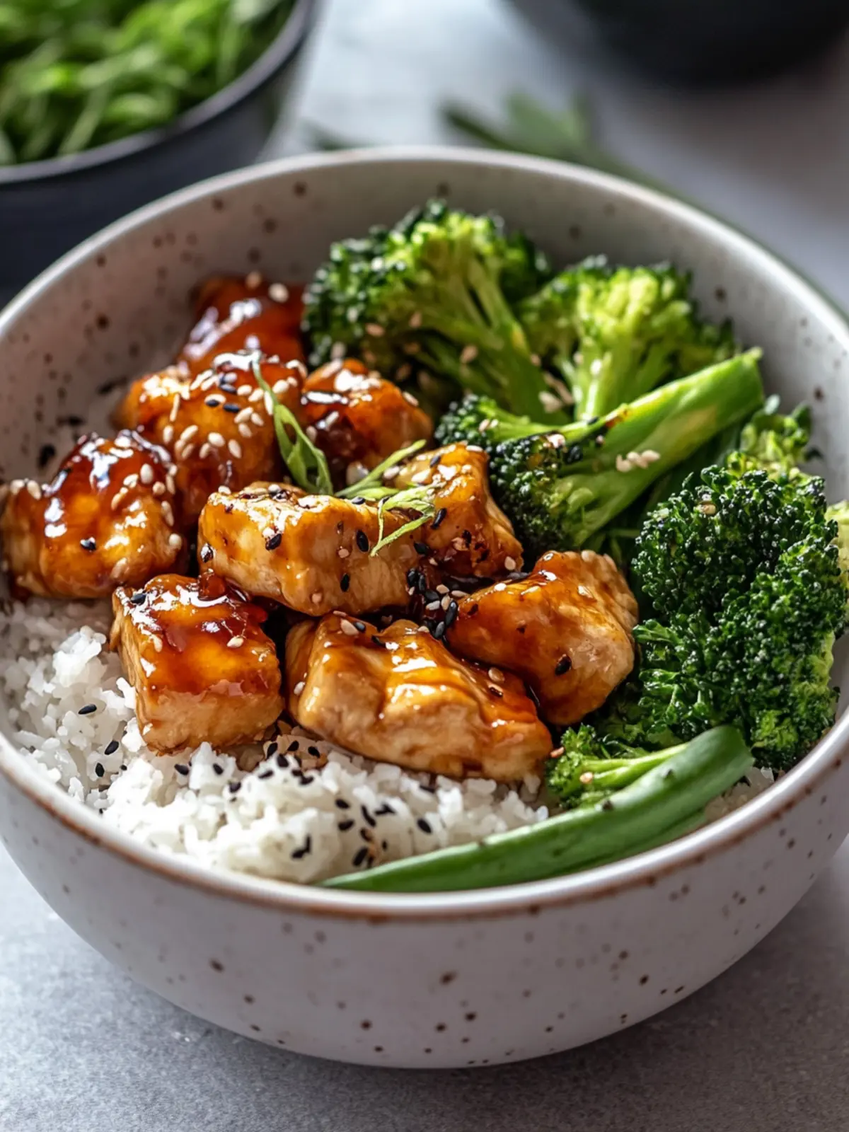 Teriyaki Hähnchen Reis Bowl mit Mais und Brokkoli – Schnell Lecker