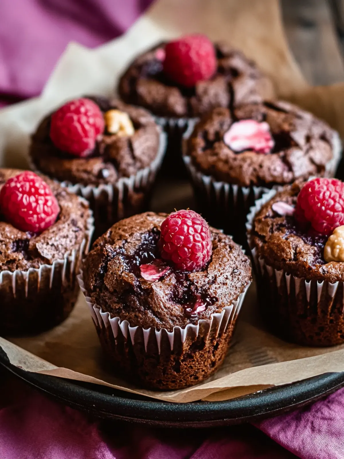 Vegane Double Chocolate Himbeer Muffins