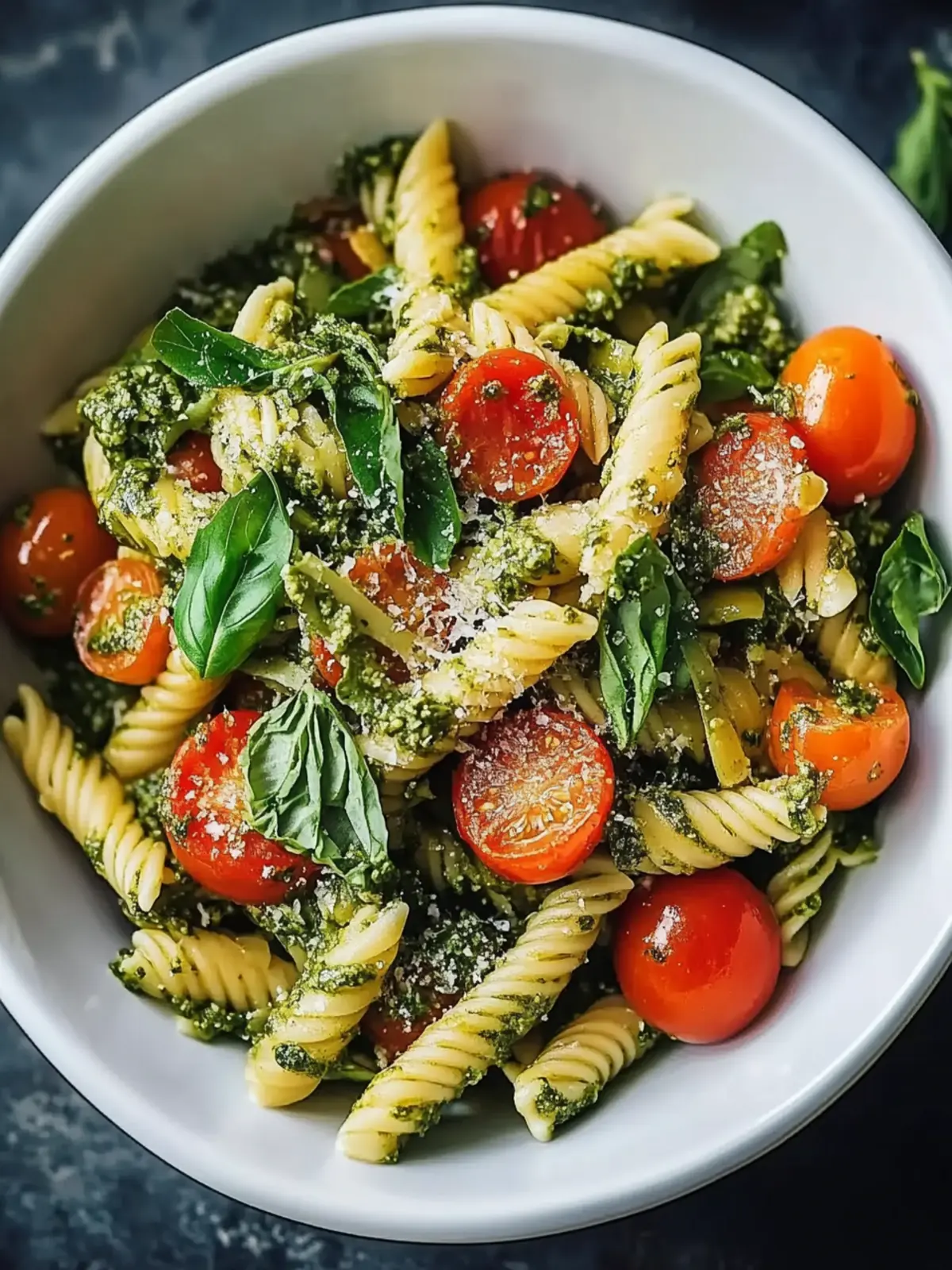 Veganer Nudelsalat mit Pesto und getrockneten Tomaten