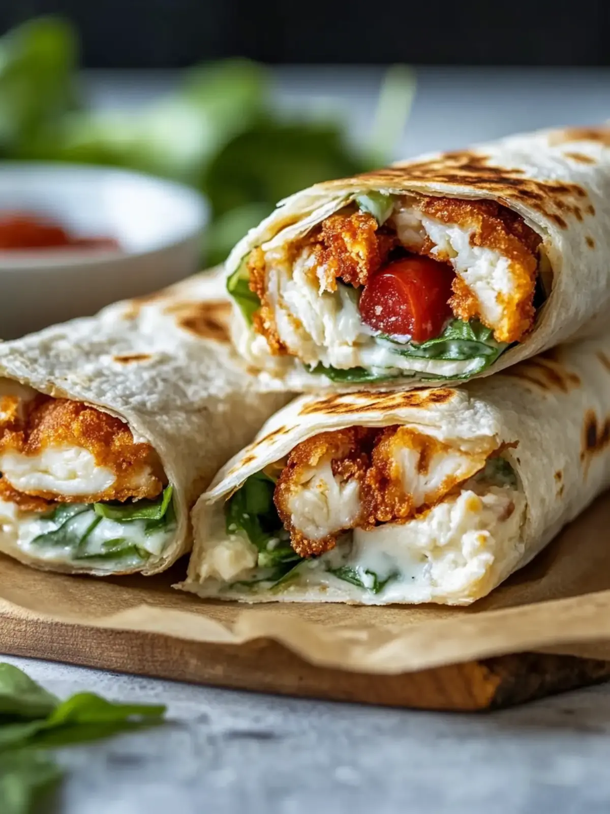 Crispy Air Fryer Hot Chicken und Käse Wraps Rezept