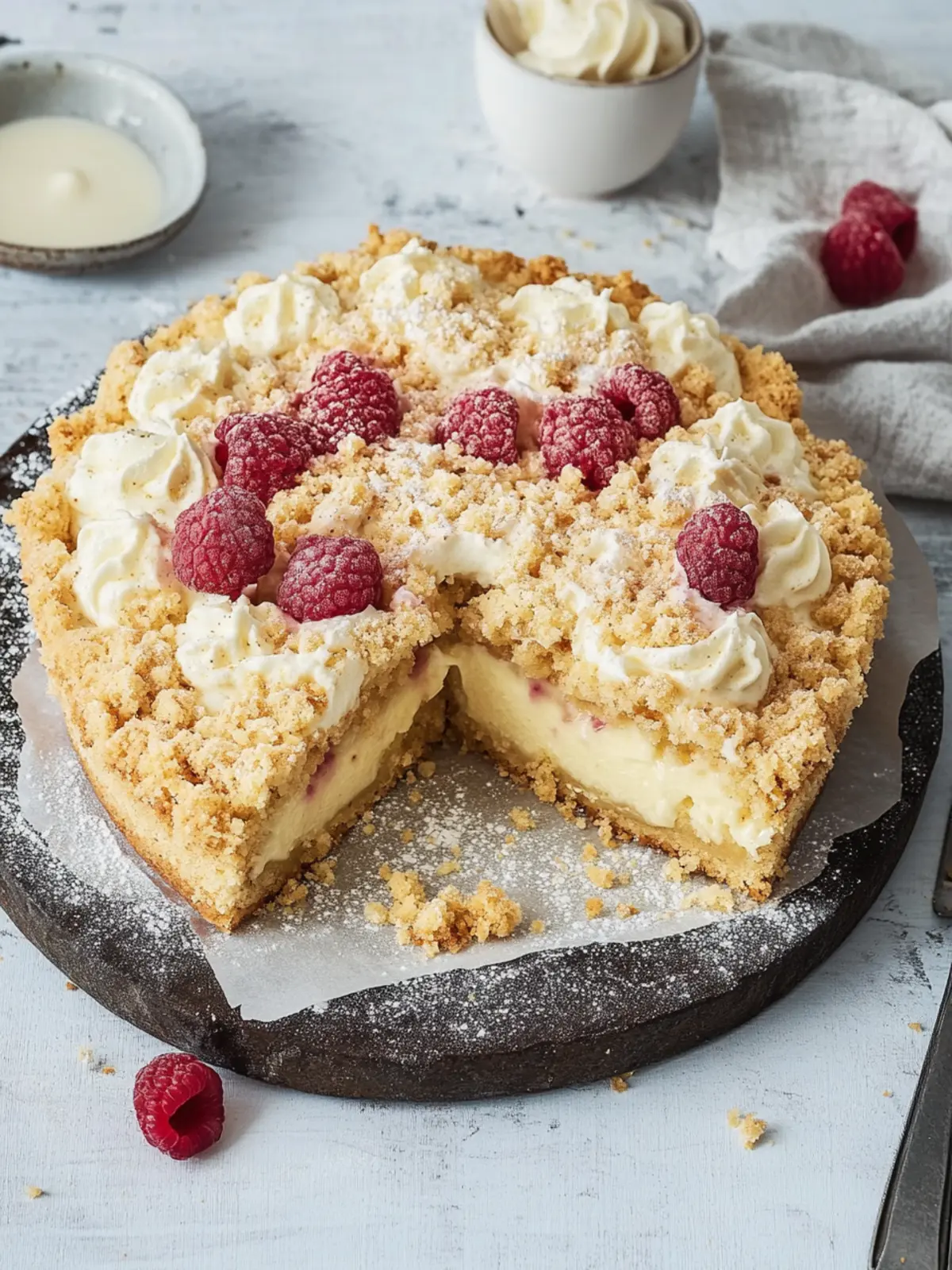 Streuselkuchen mit Pudding vom Blech