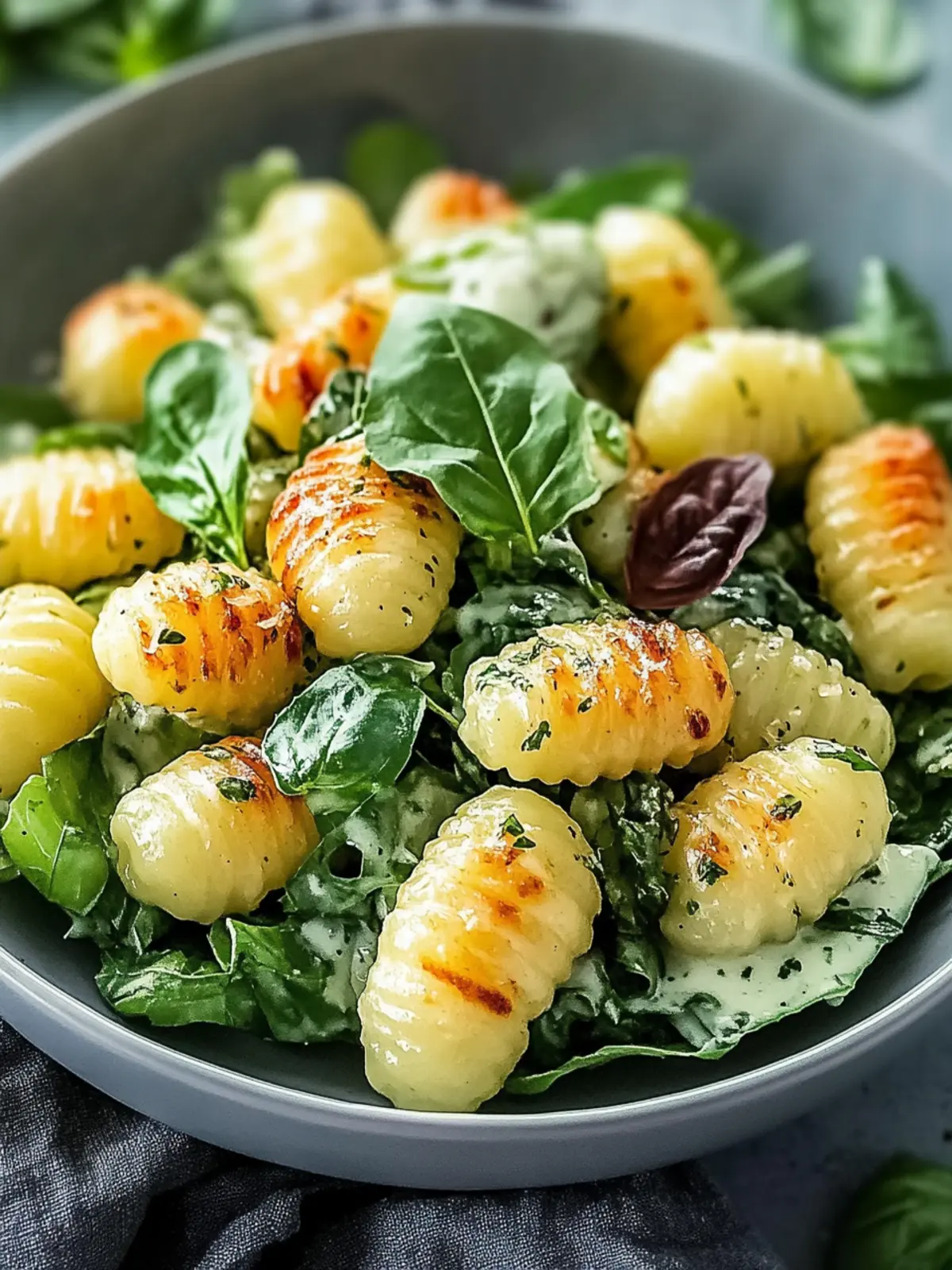 Knuspriger Gnocchi Salat mit cremigem Dressing Rezept