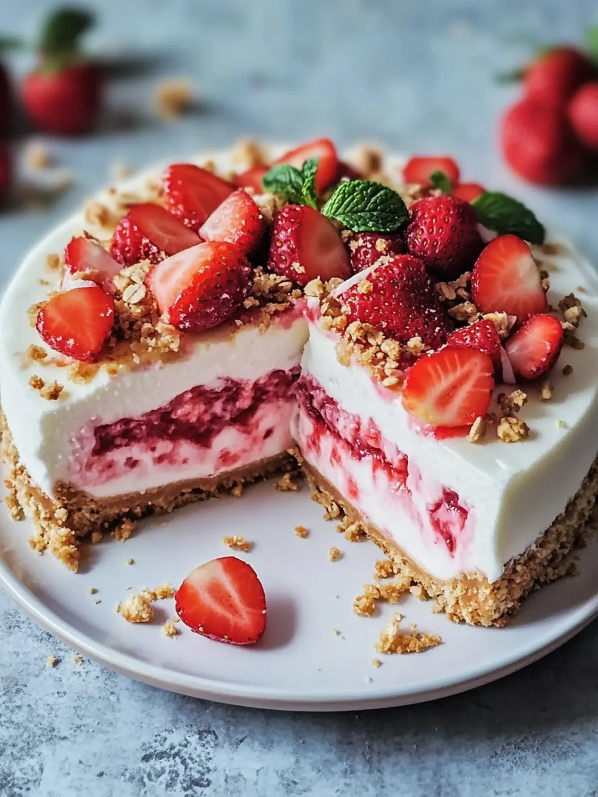 Erdbeer Crunch Käsekuchen ganz einfach selber machen
