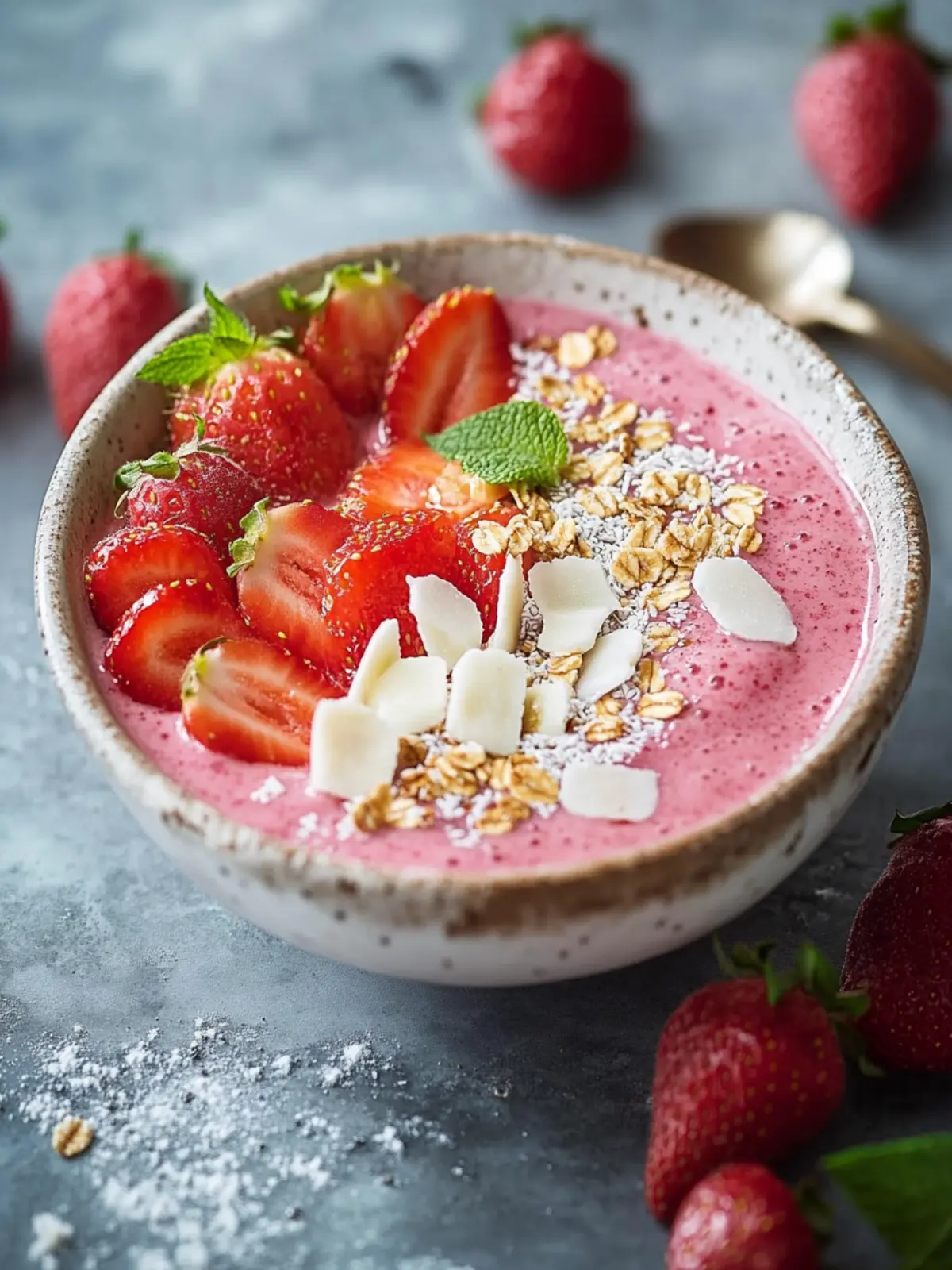 Try a strawberry-coconut smoothie bowl for breakfast