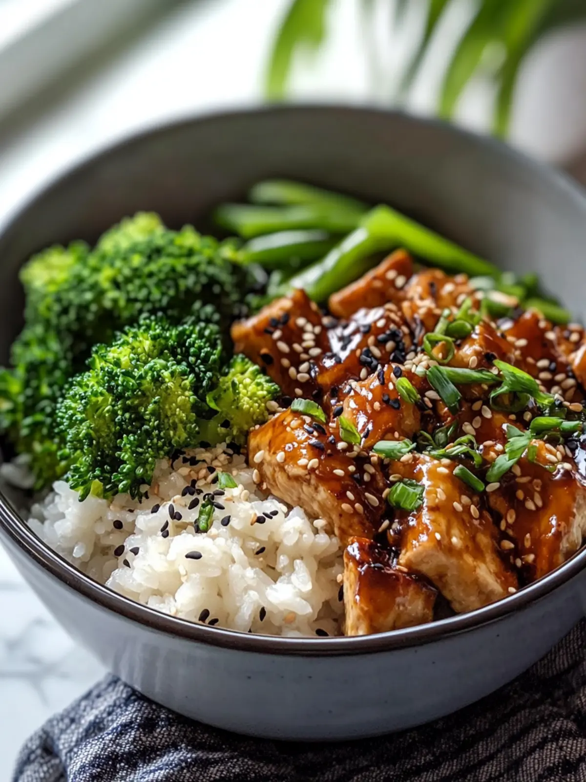 Teriyaki Hähnchen Reis Bowl mit Mais und Brokkoli – Schnell Lecker