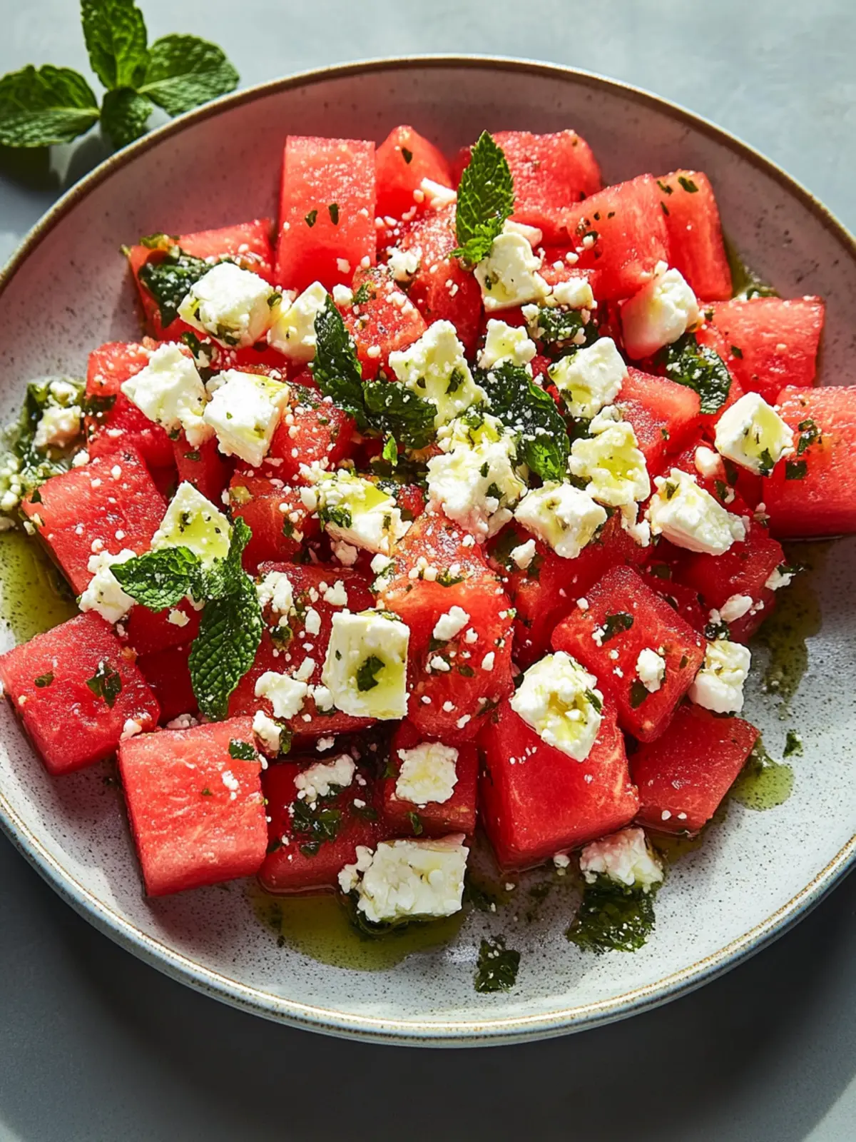 Erfrischender Wassermelonen-Feta-Minze-Sommersalat
