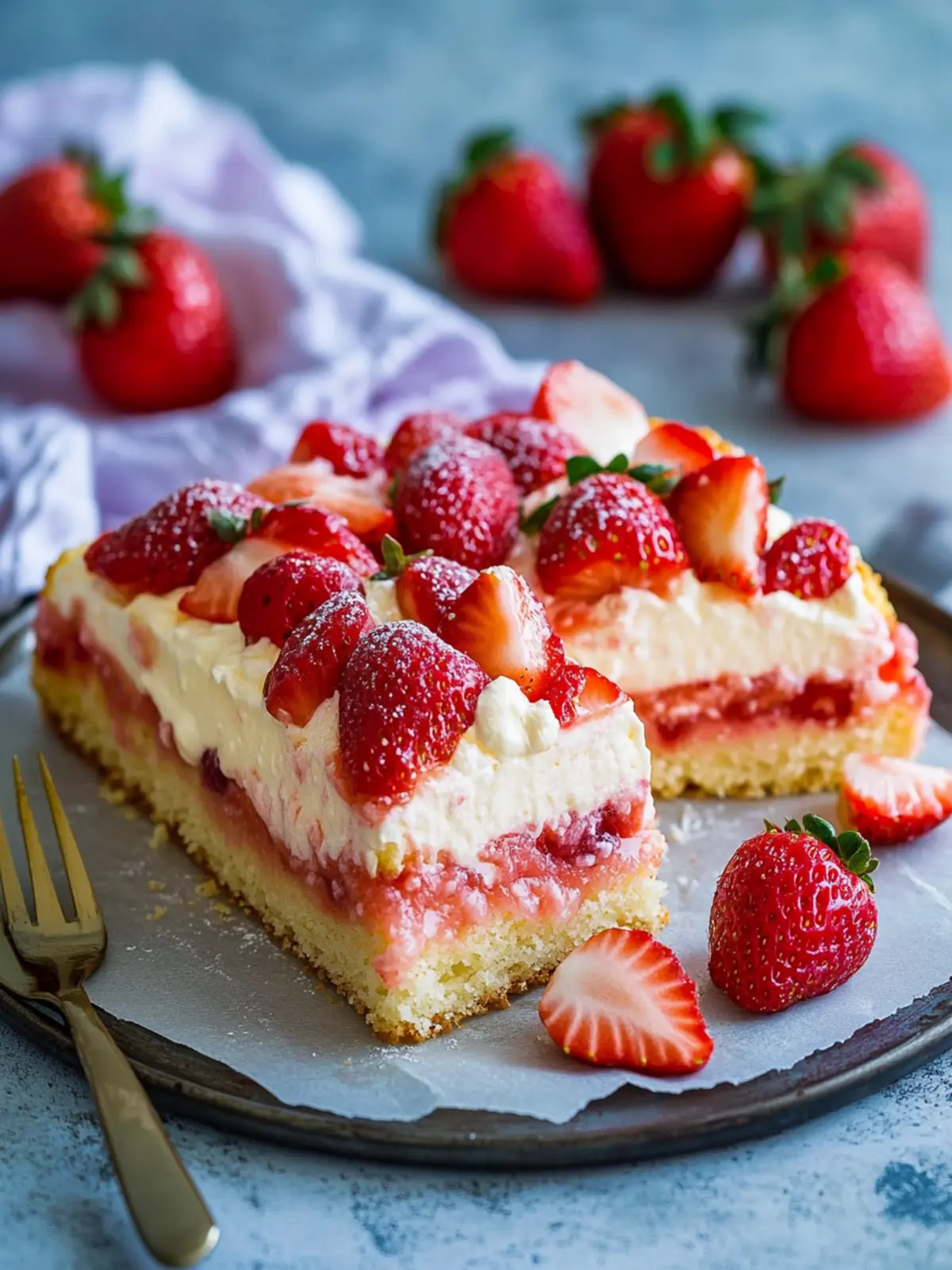 Easy Strawberry Pudding Cake from the Tray (also for the Thermomix)