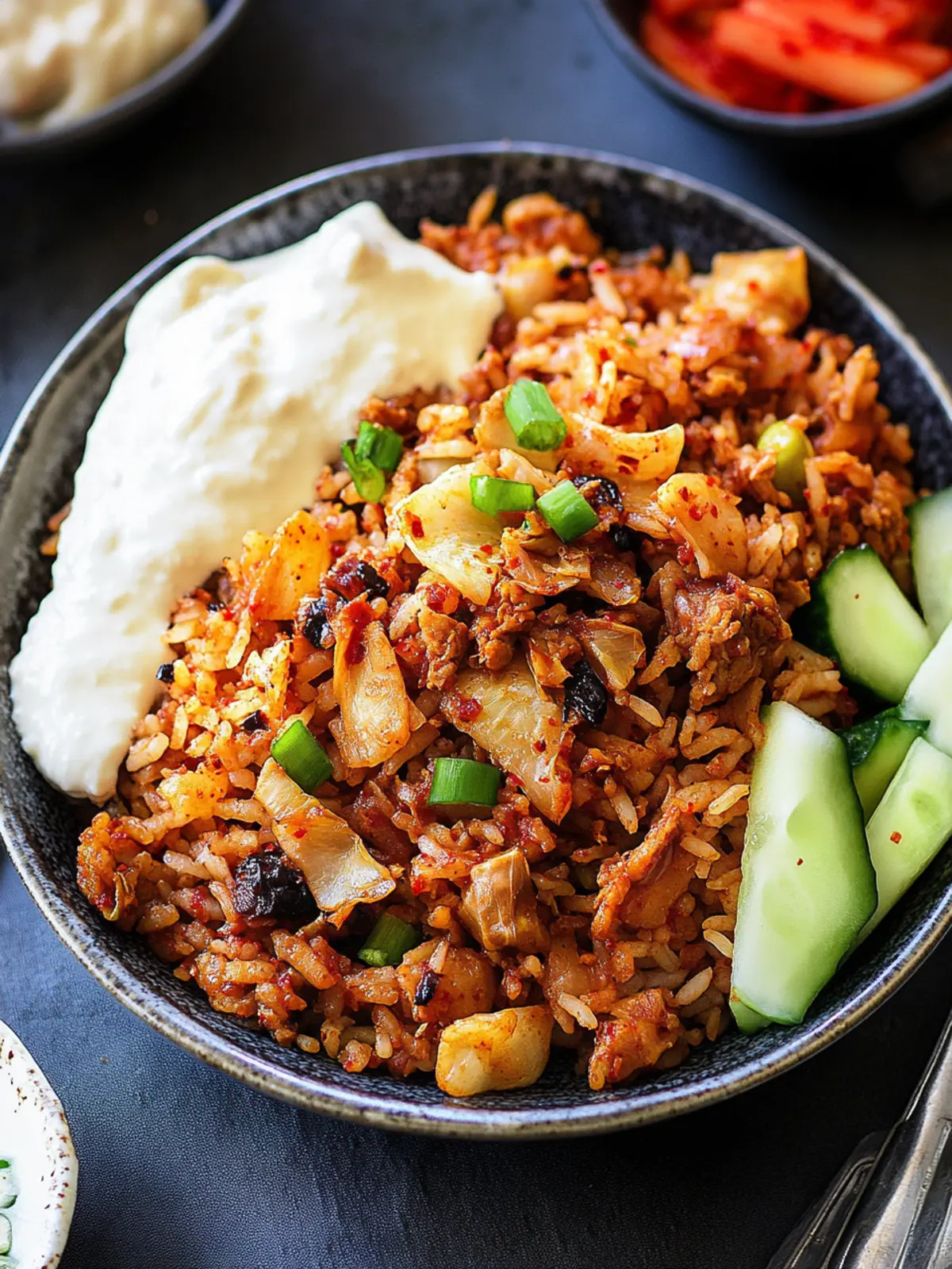 Fried Rice with Kimchi and Vegan Mince