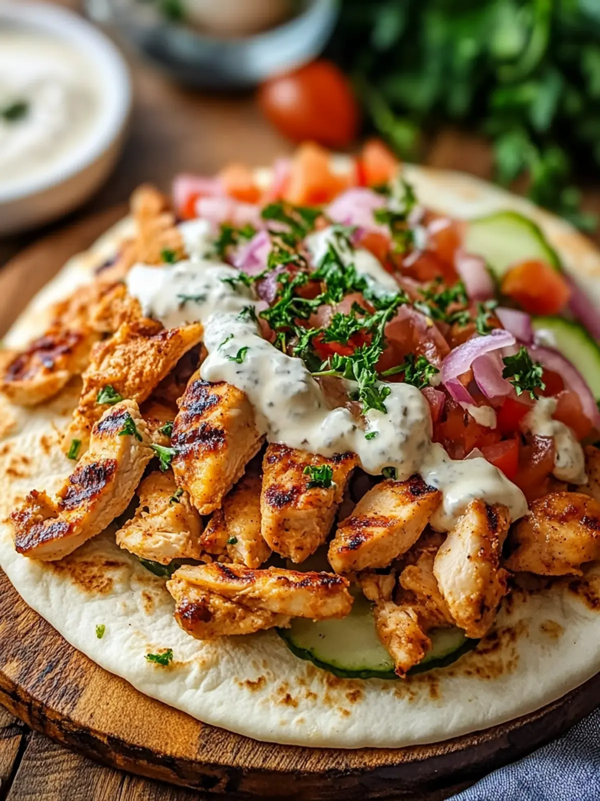 Einfaches Hähnchen-Gyros in cremiger Sauerrahmsauce