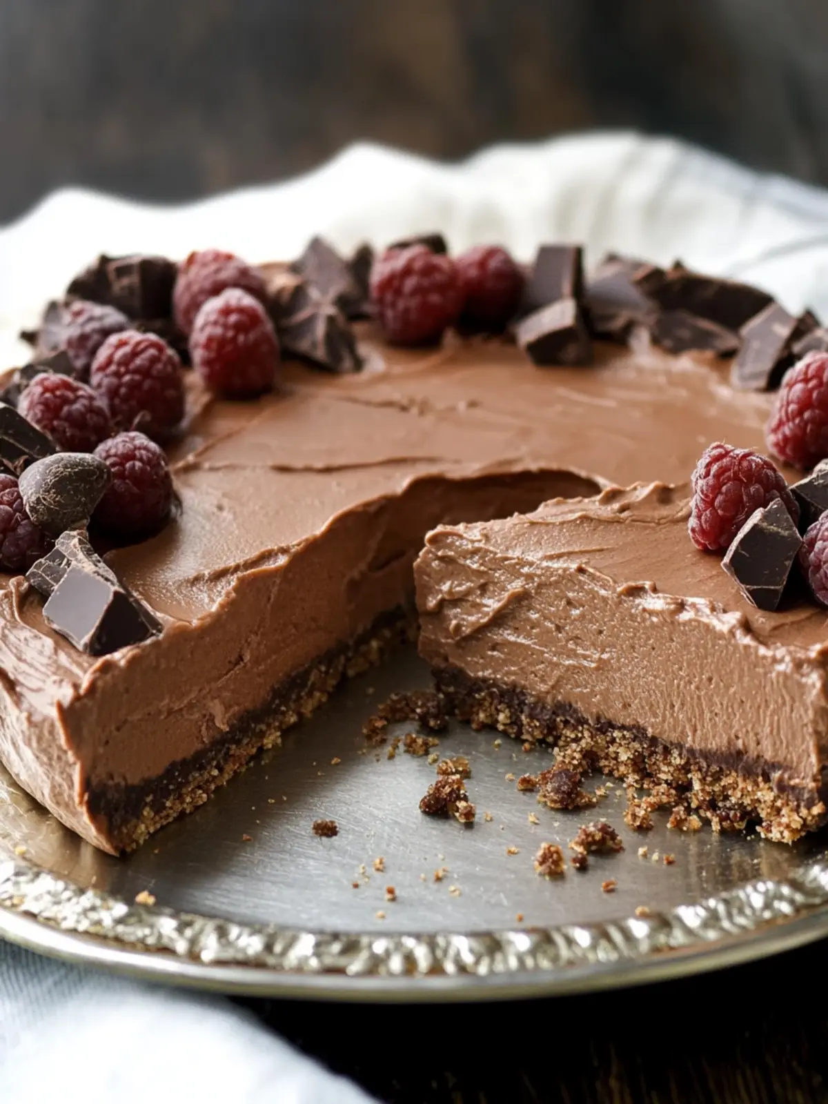 Fast schuldloser kein-Back-Schokoladenmousse-Kuchen (vegan)