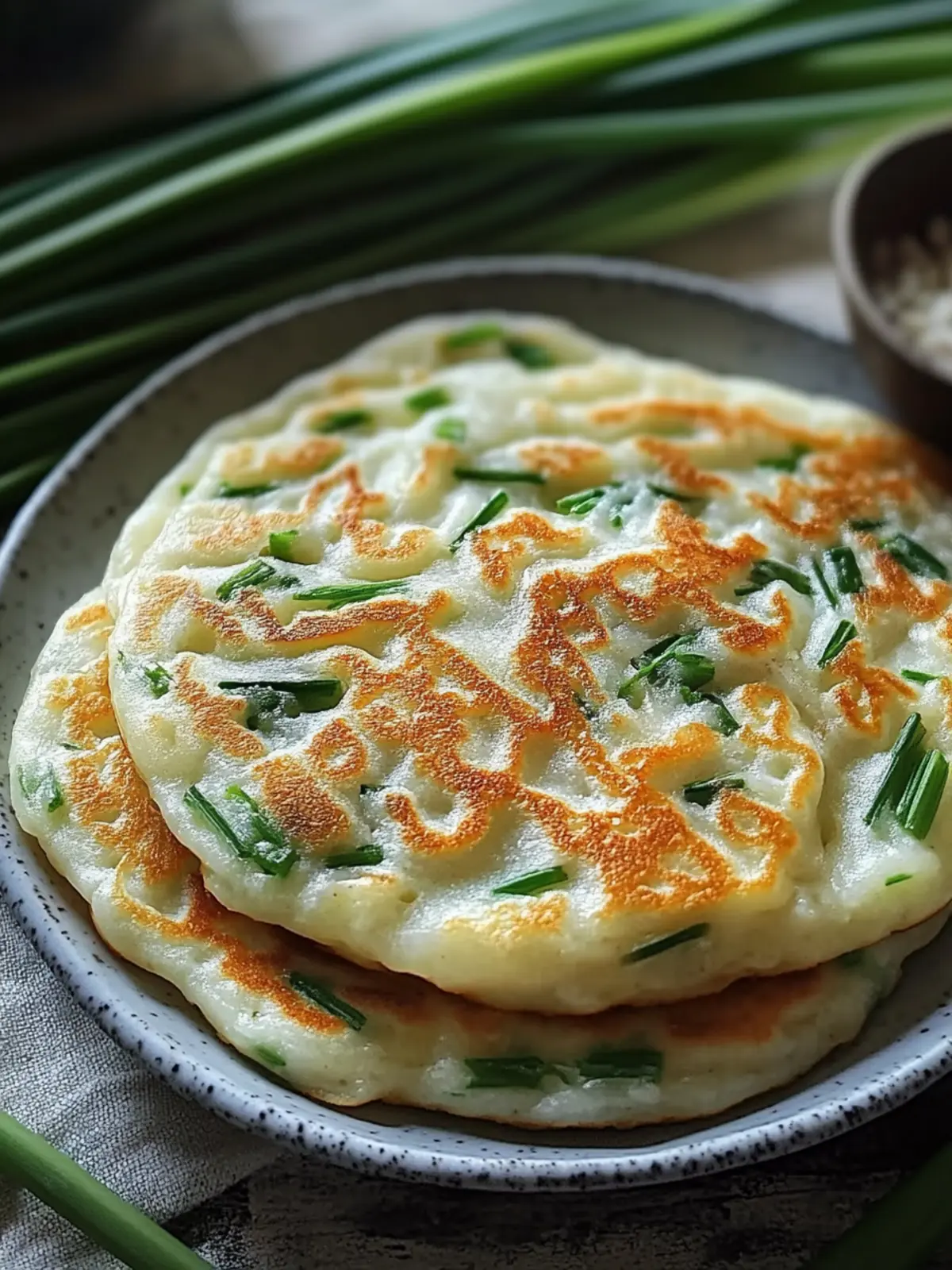 Crispy rice paper chive pancakes very easy