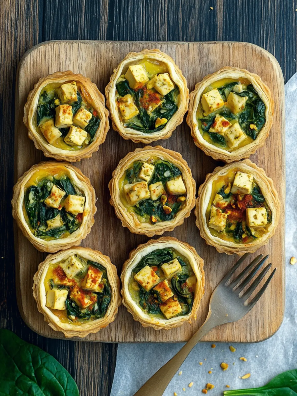 Vegane Mini-Quiches (mit Tofu, Spinat und Pistazien)
