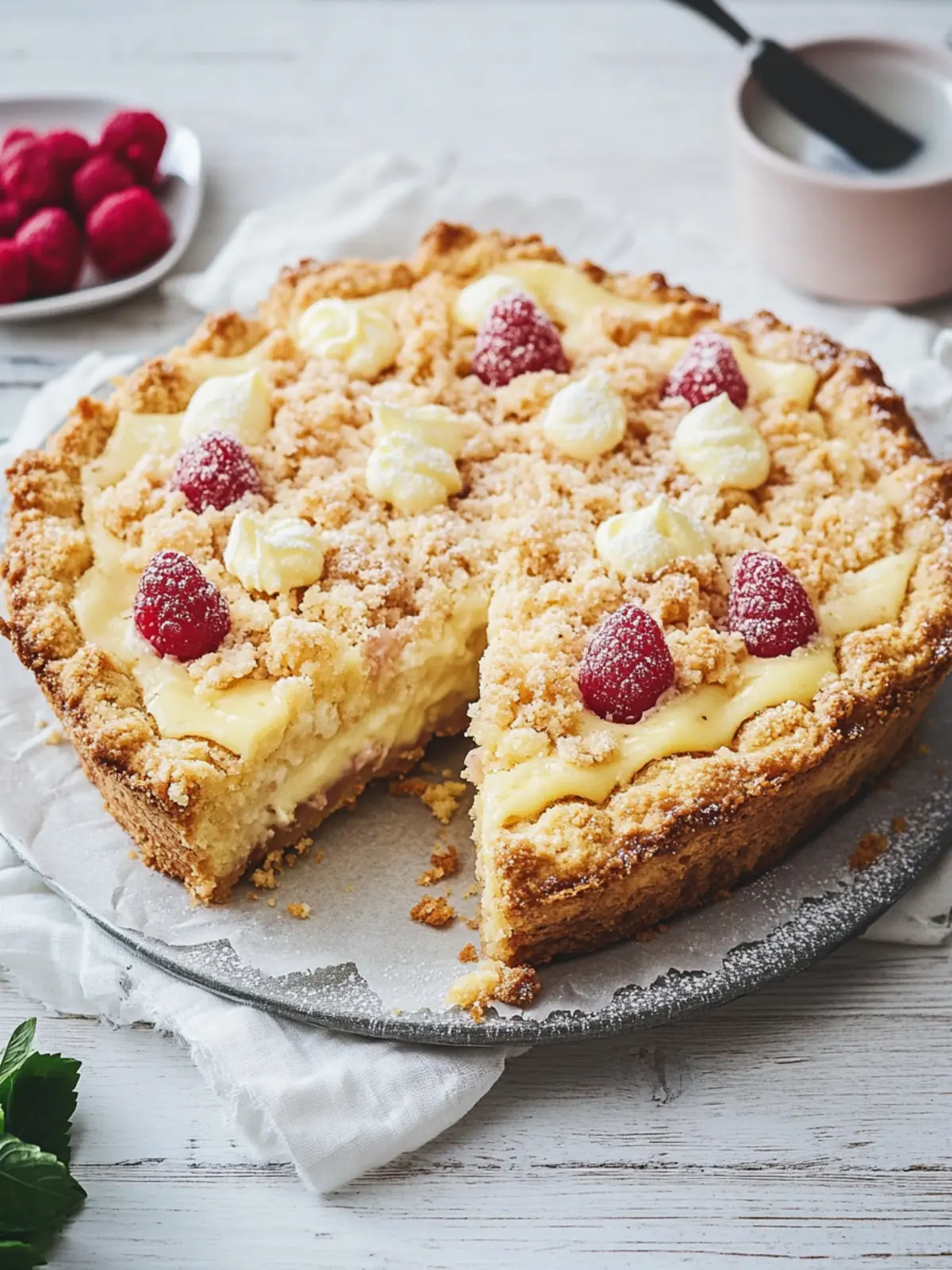 Streuselkuchen mit Pudding vom Blech